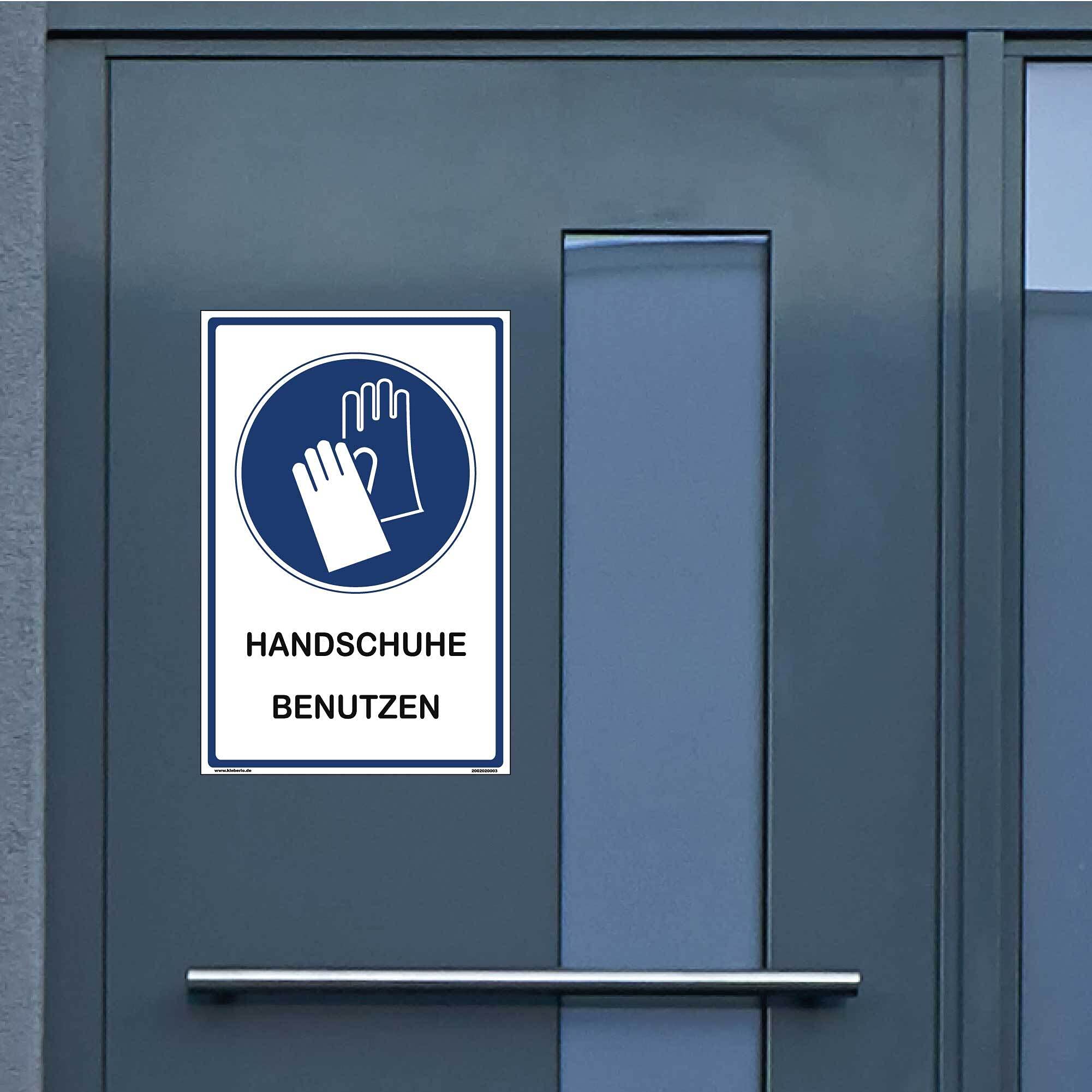 Hinweisschild Labor - Handschuhe benutzen - 40 x 60 cm gelocht & Kit Arbeitshandschuhe Gummihandschuh Schutzschuhe Werkstatt Schild Chemie Labor Handschutz Sicherheitshandschuhe