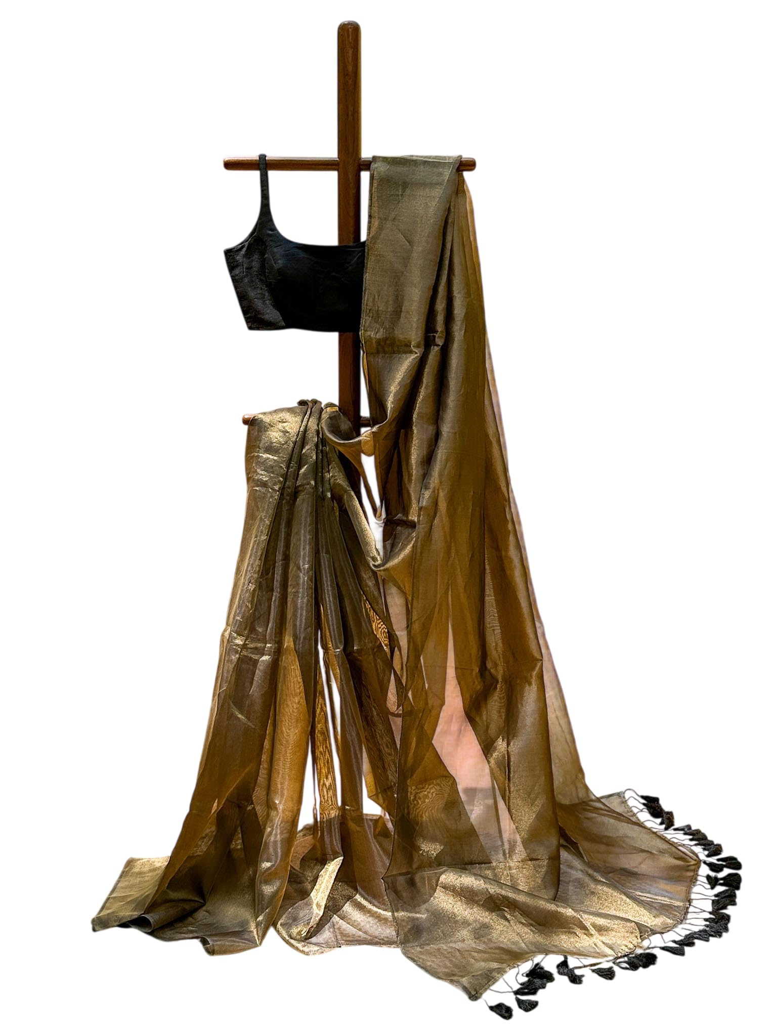 Suta Chanderi Dhoop Chaon 5.5Mtr Saree, Gold-image-7