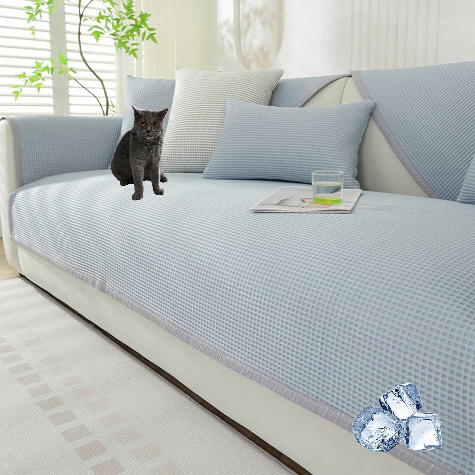 Amazon｜ソファーカバー かけるだけ 冷感 夏用 アイスシルク生地 接触