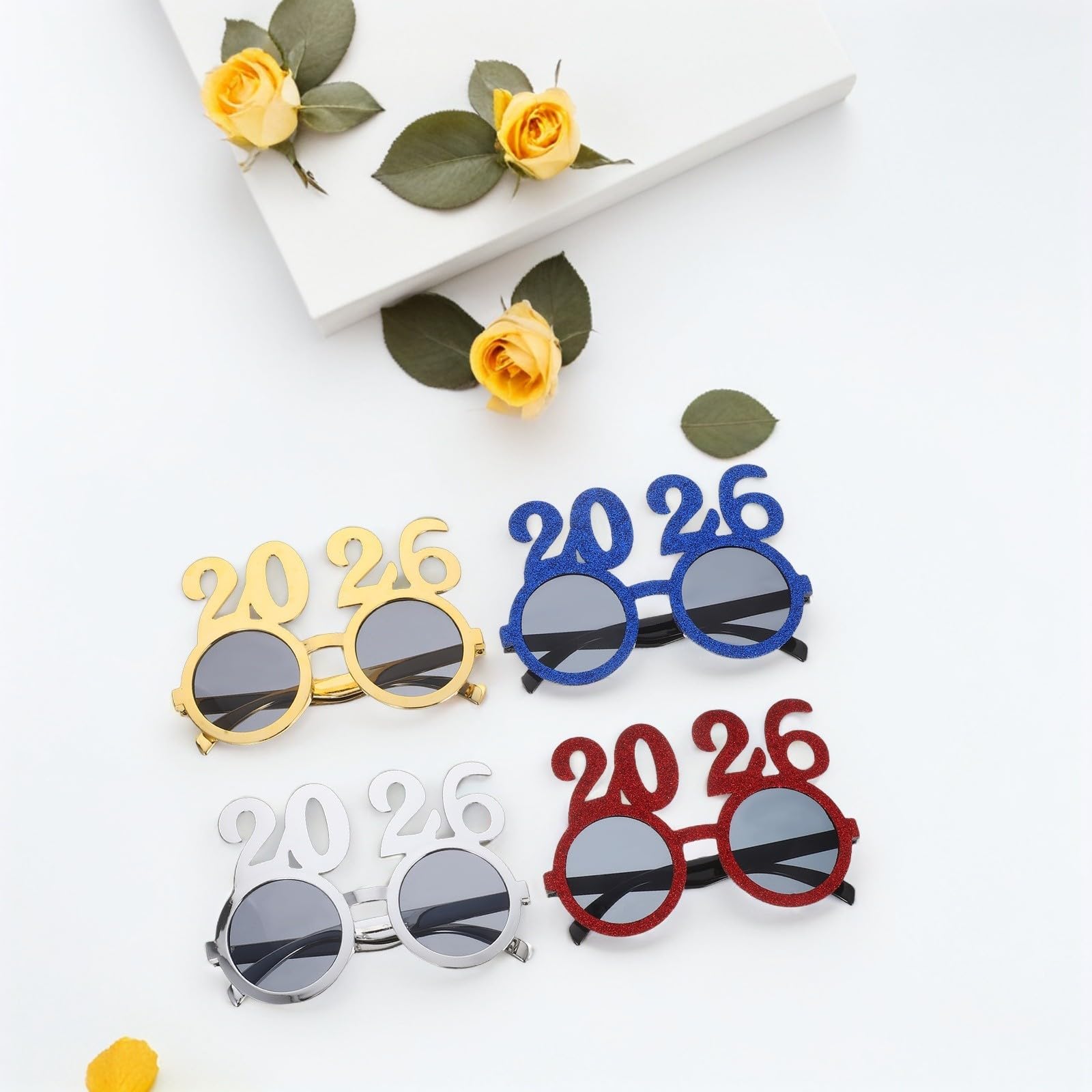 Toyvian 16 Stück Partybrille aus PC für Silvester und Abschlussfeiern | Retro Design, Bunte Zahlen, Leichtes Foto Accessoire, Farbecht, Passend für Neujahr und Partyspaß