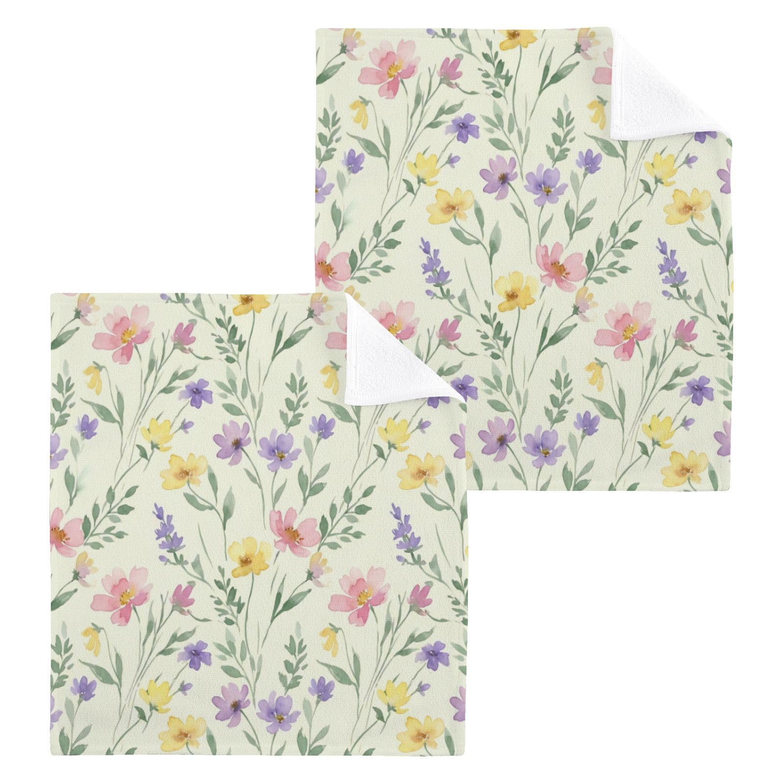 BOESI Floral Pattern 12x12in Cotton Washcloth,Face Towel
