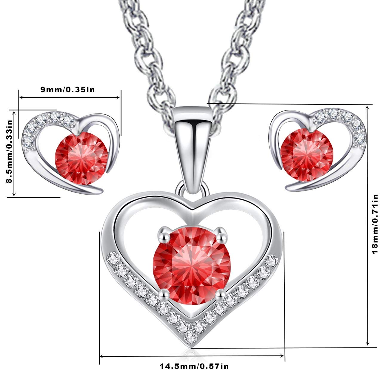 Schmuckset Damen 925 Sterling Silber | Herz Halskette mit Ohrringen | mit funkelndem Zirkonia | Elegantes Set für jeden Anlass