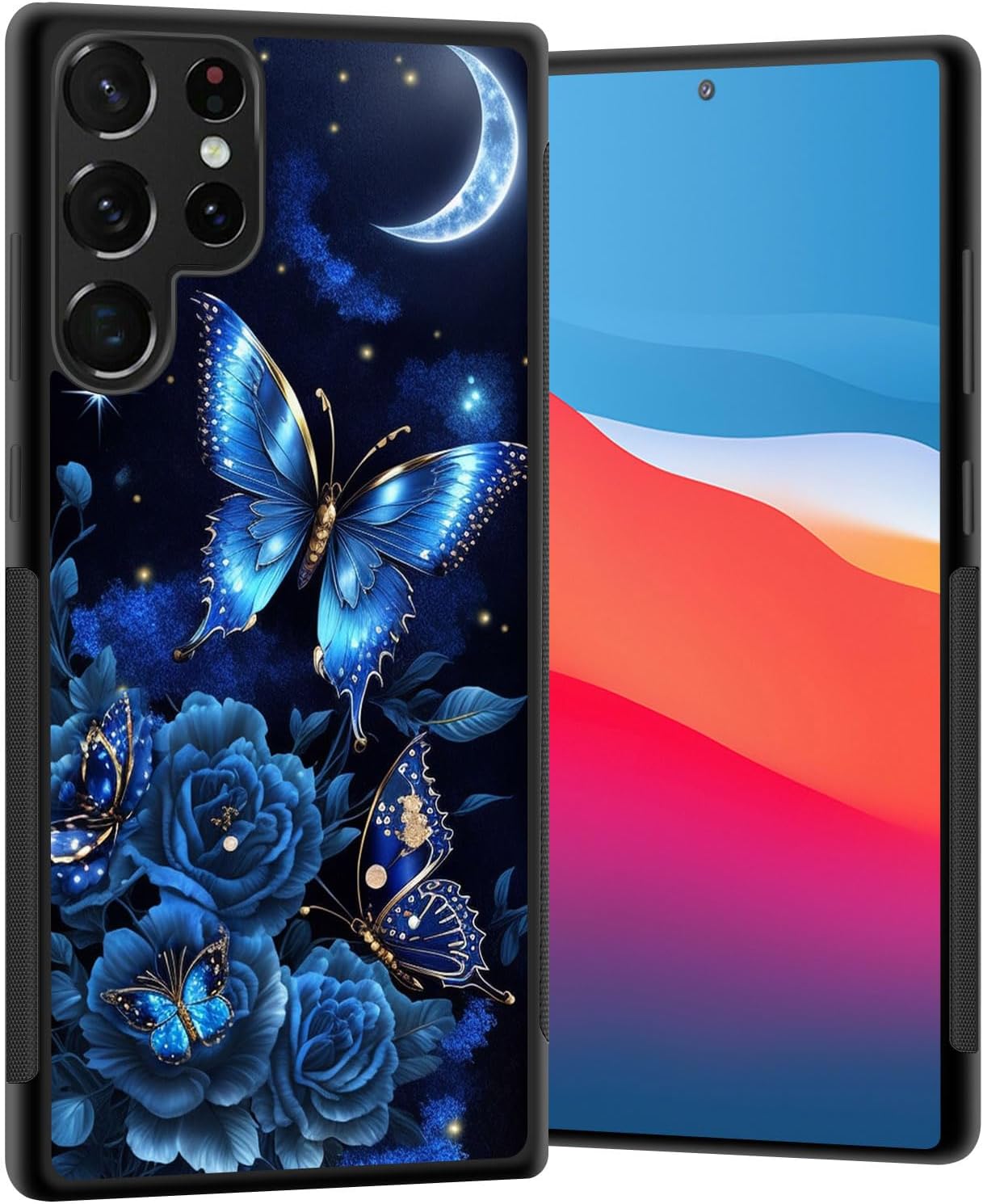 for Galaxy S25 Ultra Case,Slim Anti-Scratch Architecture TPU Shockproof Protective Case Cover for Samsung Galaxy S25 Ultra 5G 6.8 Inch 2025,Butterfly Flower Moon