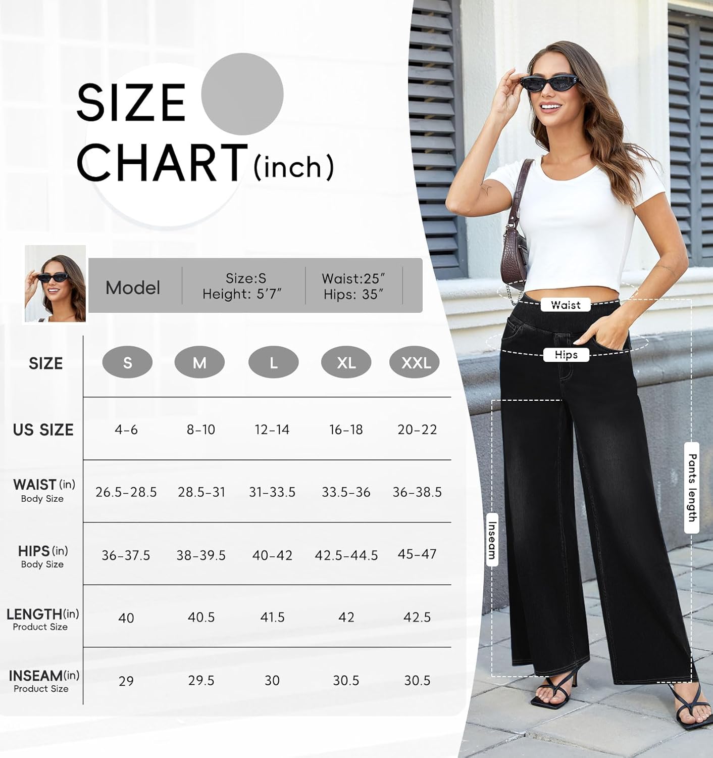 Women's Wide Leg Jeans High Waisted Stretchy Denim Pants Elastic Waist Pull On Sweatpant Jeans Trendy Baggy Loose - Image 6