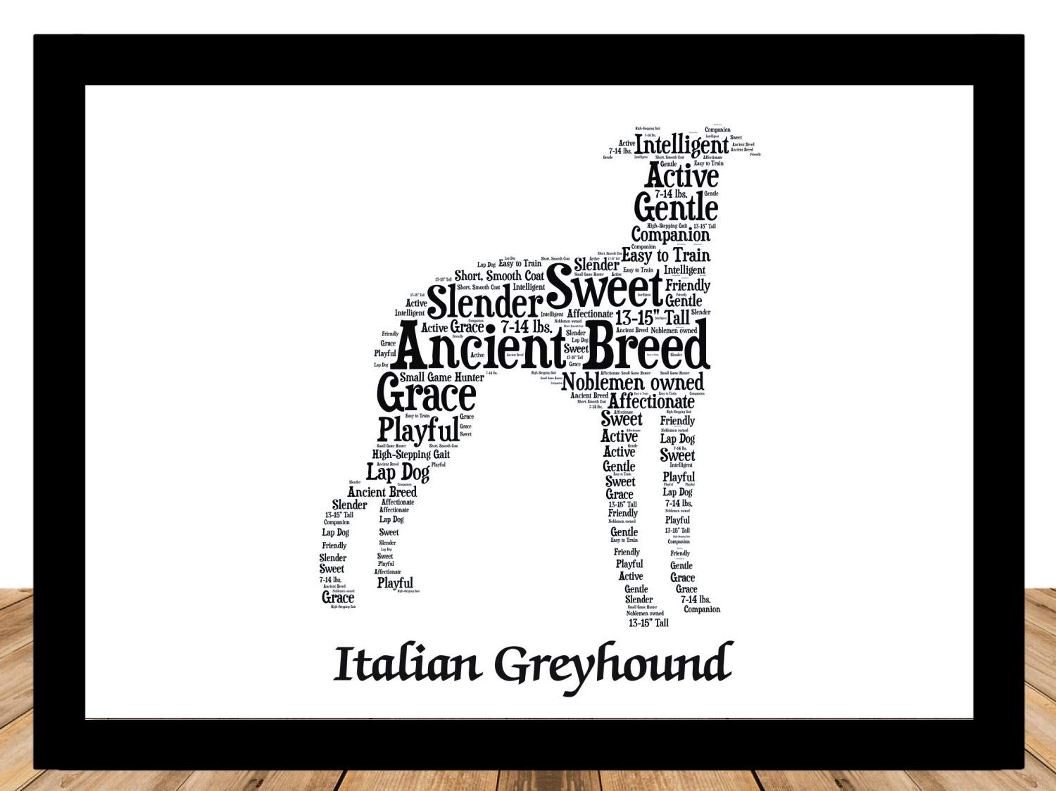 Italian Greyhound Personalize Dog Wall Art Print | Home Decor Gift Wrapped | Custom Name | Pet Loss Memorial Present for Owners | USA Handmade