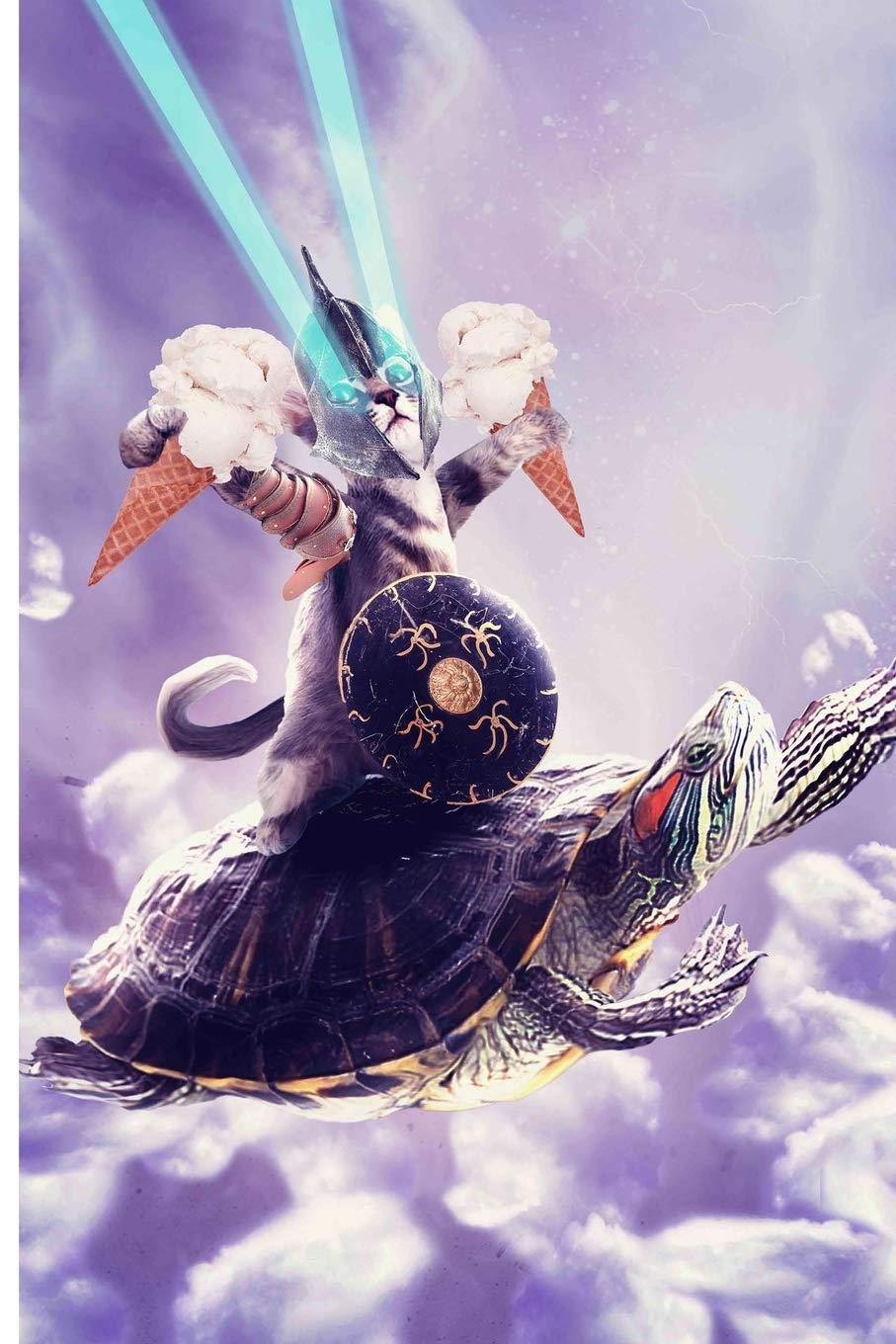 Tornado Cat Riding Turtle Eating Ice Cream Journal Notebook