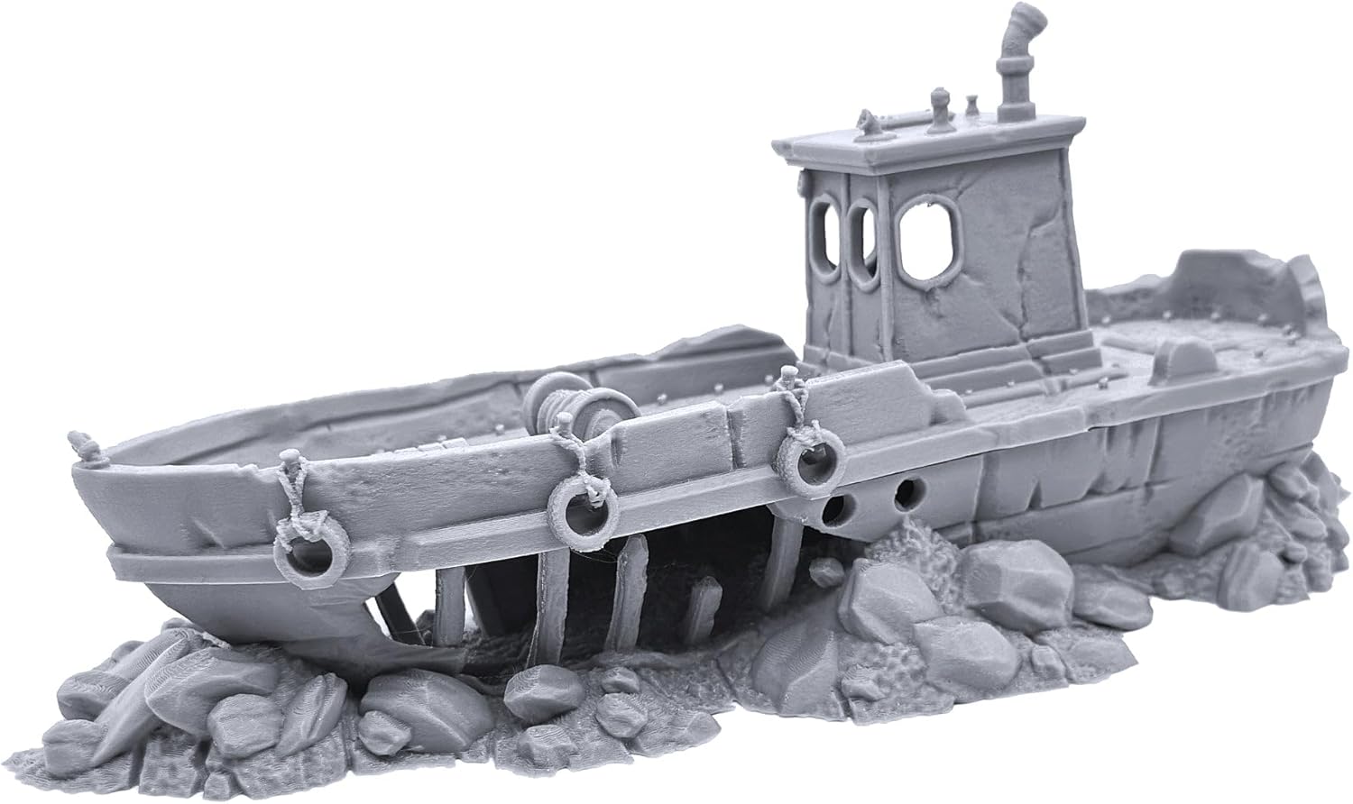 EnderToys Ruined Fishing Boat by Printable Scenery, 3D Printed Tabletop RPG Scenery and Wargame Terrain 28mm Miniatures