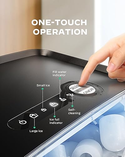 Miniatura 4 de Silonn Máquina de hielo para encimera, 9 cubos listos en 6 minutos, 26 libras en 24 horas, máquina de hielo portátil con autolimpieza, 2 tamaños de