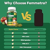 Vista 6 de 9G Fiber Gummies for Digestive Health & Regularity - No Sugar Added Apple Flavor - Prebiotic Fiber Supplement with Greens - Daily Gummies for