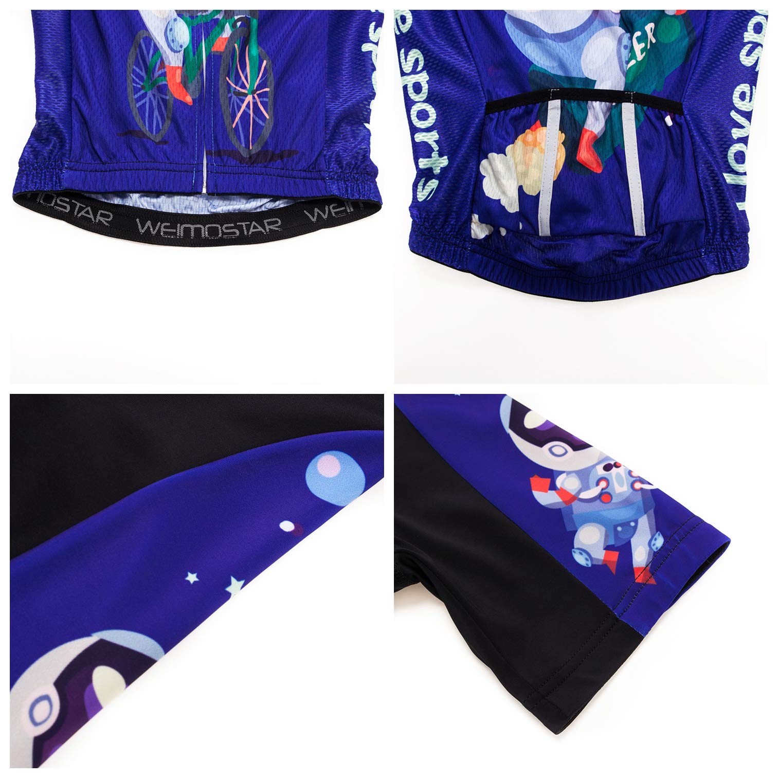 Conjunto de Pantalones Cortos de Jersey de Ciclismo Traje Acolchado Tops de Bicicleta para niños Camisa Montar en Bicicleta de montaña