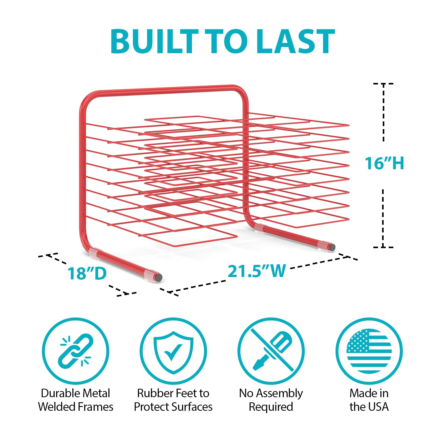 Art Drying Rack – No Assembly Required, Durable Arts and Crafts Organizer for Home and School, Kids’ Art Storage Rack, Metal Painting Organization and Storage for Arts, Crafts & Drawings