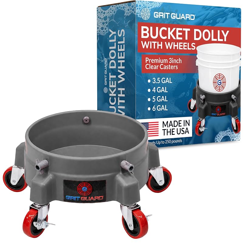 Suporte com Rodas para Balde Grit Guard com 5 Rodízios, 2 com Trava, Compatível com Baldes de 9,5, 15,1, 18,9 e 22,7 L, Prata