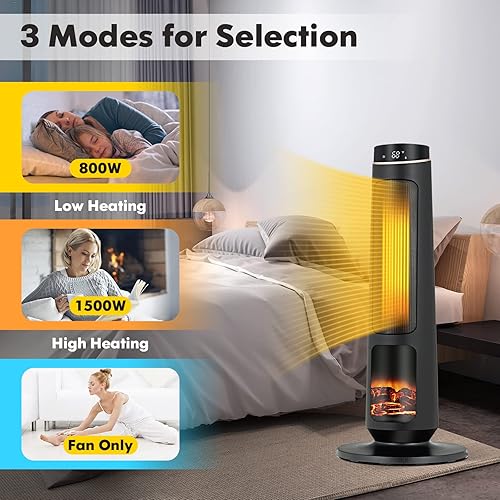 Miniatura 3 de PETSITE Calentador de espacio eléctrico para habitación grande calentador de torre de cerámica de calentamiento rápido PTC de 30 pulgadas con efecto