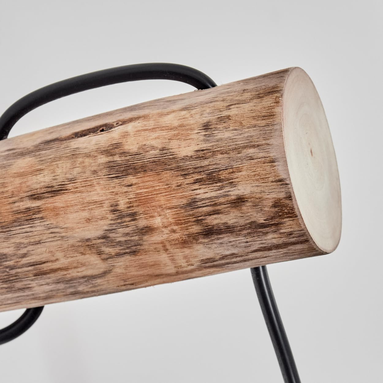 HOFSTEIN Wandleuchte Koyoto 2er Set, Wandlampe aus Metall/Holz/Glas in Schwarz/Natur/Bernstein, Leuchte im Retro/Vintage-Design (Ø 15 cm), Schalter am Gehäuse, E27, Wohnzimmer, Schlafzimmer, Flur