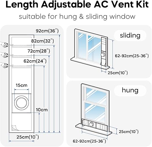 Miniatura 4 de Loviga Sello de ventana de CA con cordón de sellado completo y velcro adhesivo, sello universal impermeable para ventana de aire acondicionado