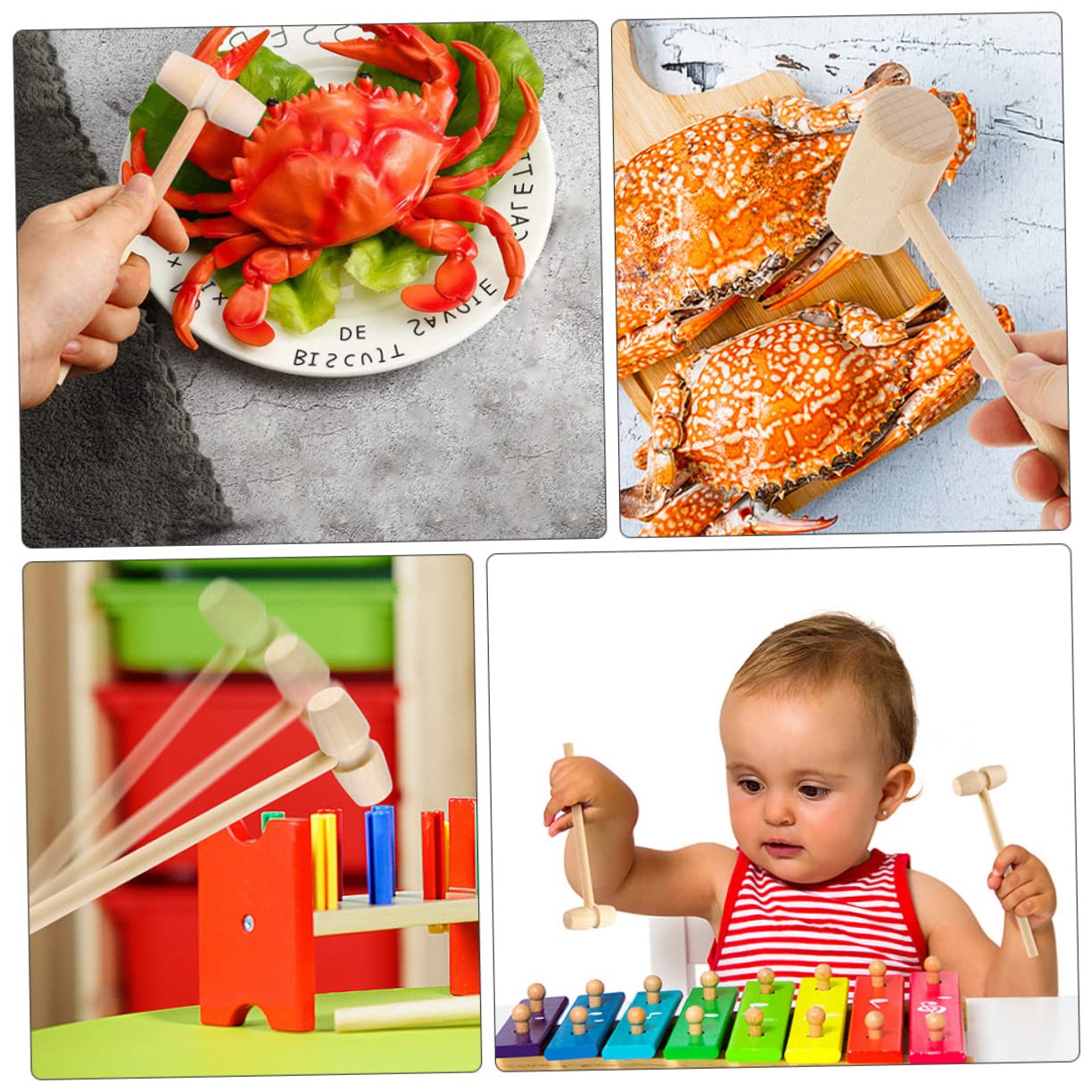 Alipis 50Pcs Lightweight Mallets Mini Portable Crab Hammers for Seafood Cake More Log Color Reusable Smooth Surface for Cooking