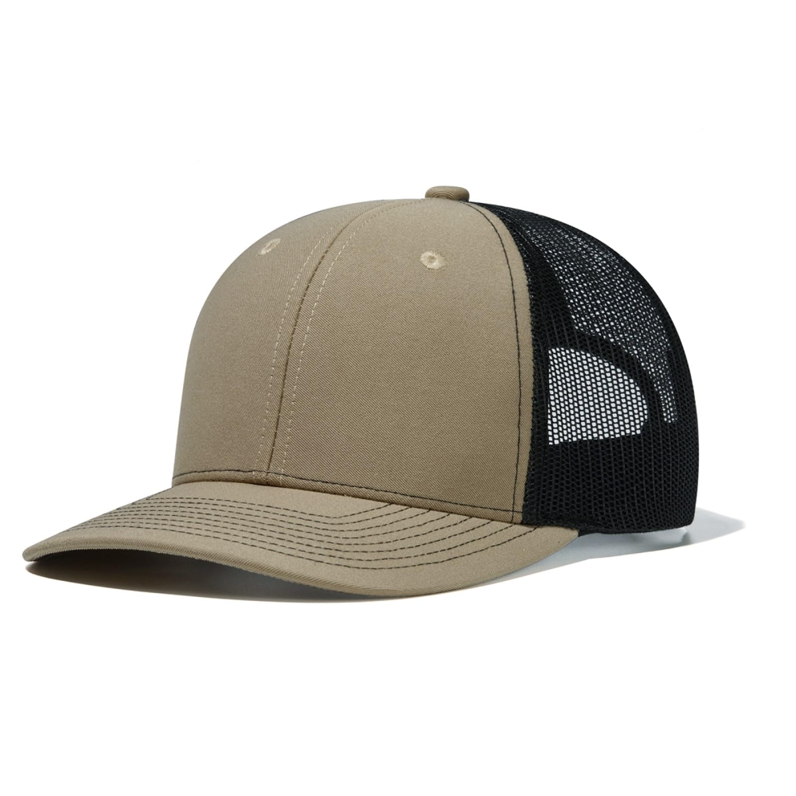 HaloHorus Curved Snapback Trucker Hat for Men Women, Adjustable Mesh Athletics Baseball Cap for Running, Hiking, Workout, C6 Deepkhaki-black, One Size