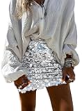 Womens Sequin Skirt High Waist Stretchy Bodycon Sparkle Night Out Party Mini Skirts