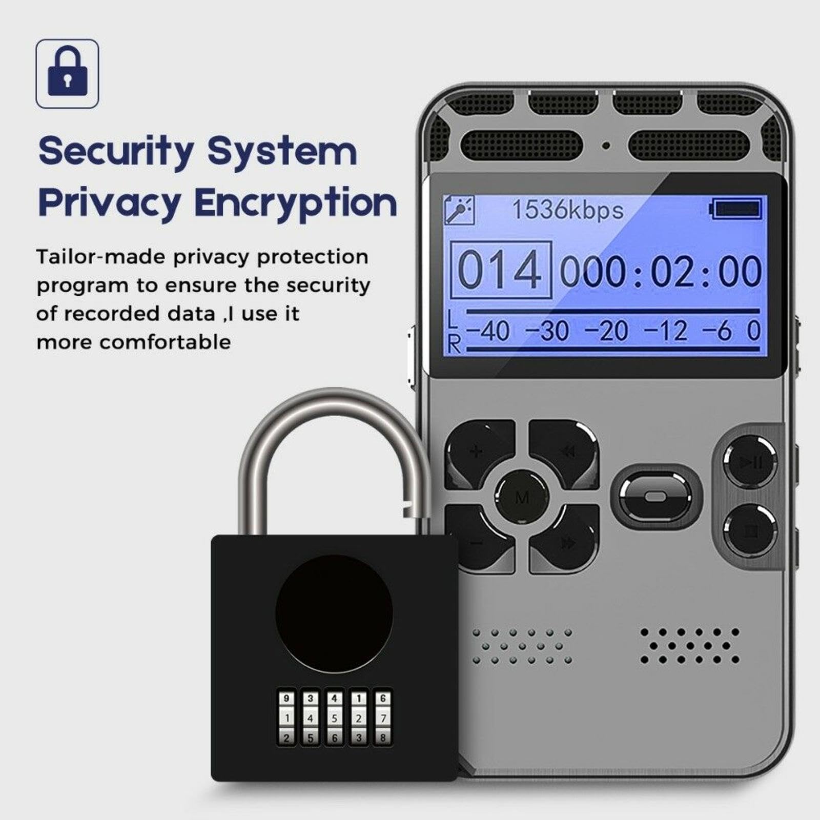 Dictaphone audio numérique rechargeable avec écran LCD 8 Go
