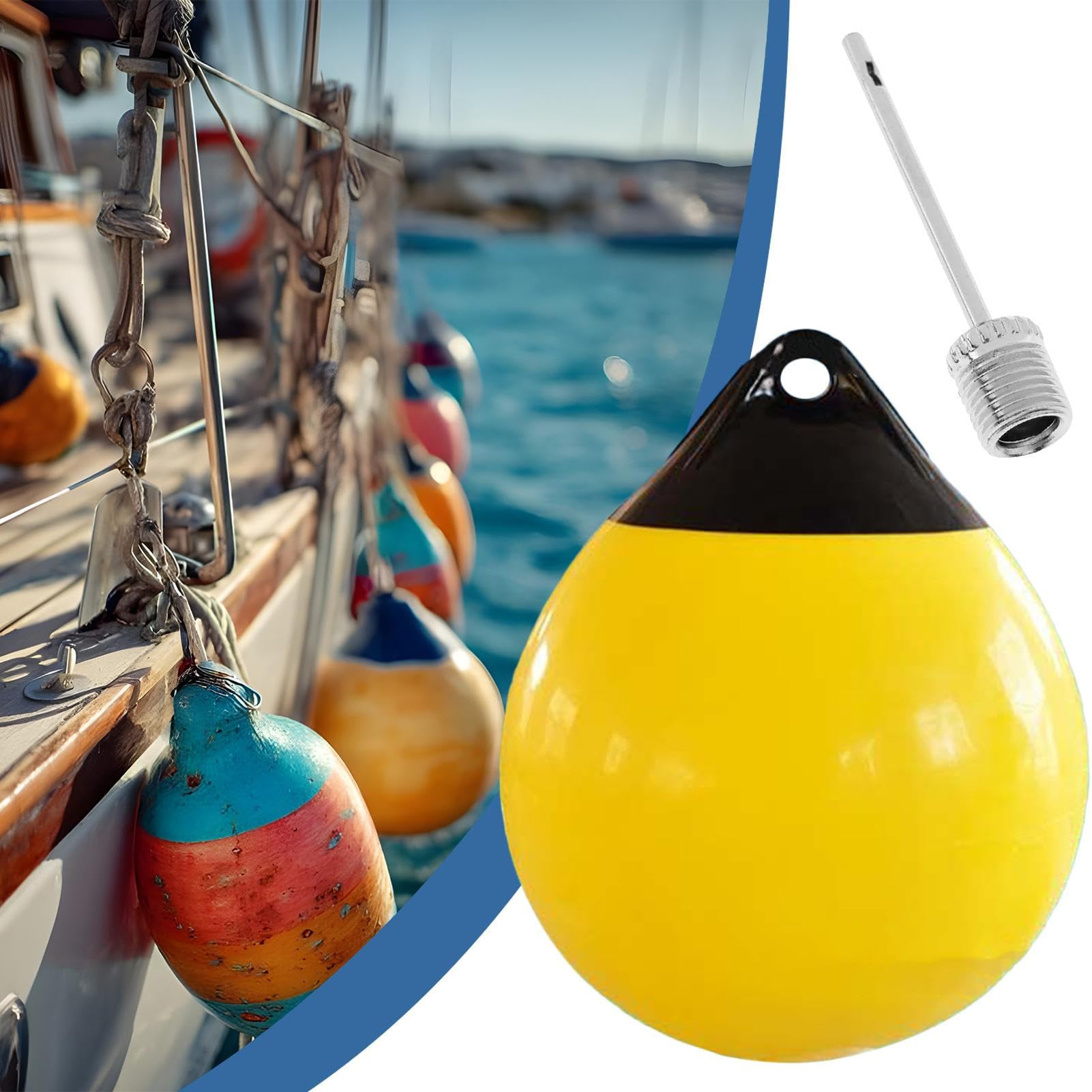 Bouée de bateau – Bouée ronde | Balle d'amarrage | Dispositifs de flottaison de sécurité marine anti-collision pour bateaux à moteur, yachts, aquaculture, bateaux de ski | pour bouées de natation