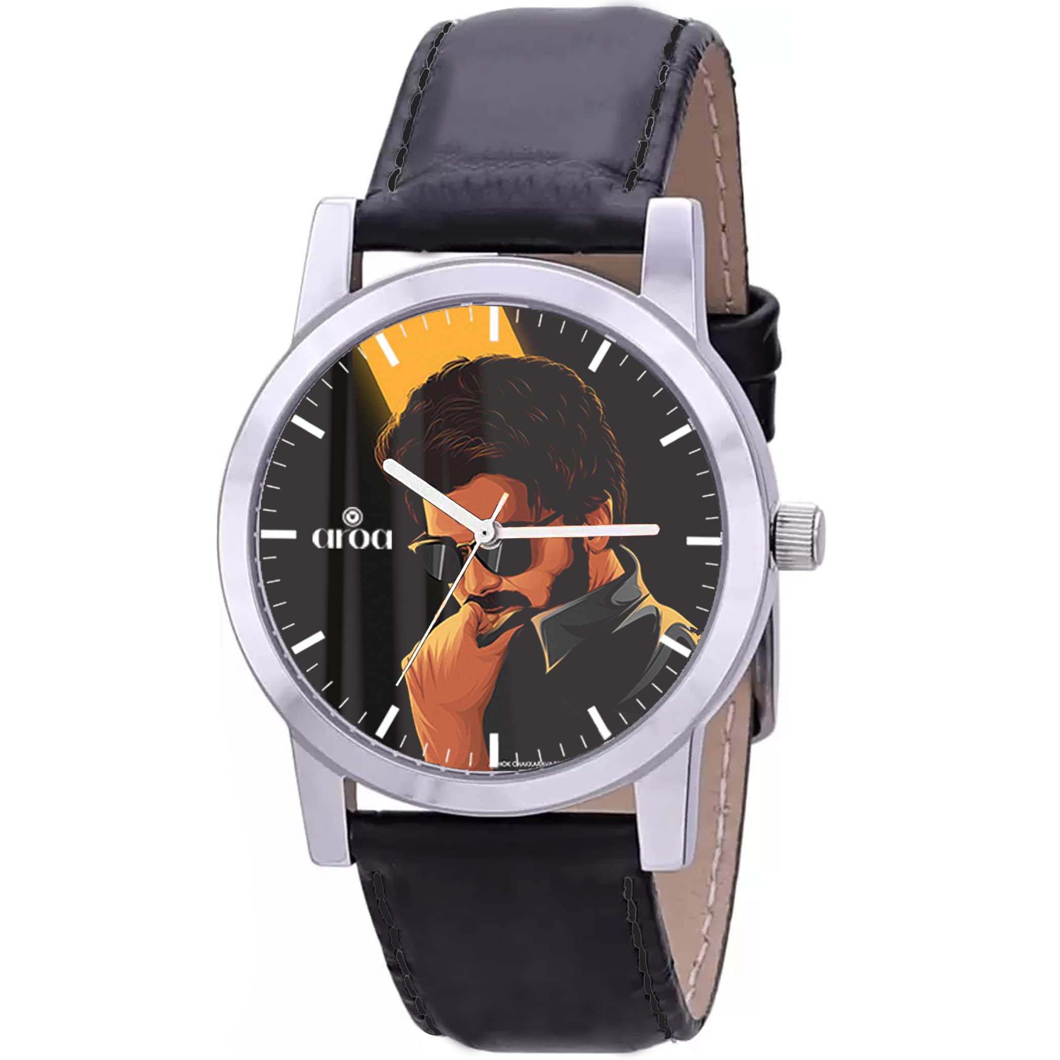 Aroa Watch New Watch for Master Vijay Design Model : 010 Steel Metal Type Analog Watch Black Leather Strap Black Dial for Men Stylish Watch for Boys (B0BXLQJ7LV) Amazon Price History, Amazon Price Tracker