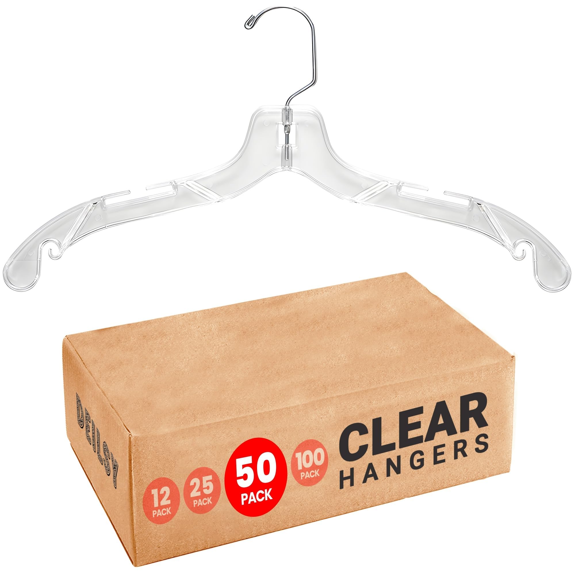 DEILSY™ Clear Plastic Hangers 50 Pack - Durable Clothes Hanger for Wardrobe Organization, Essential Plastic Hanger for Garments, Versatile Coat Hangers for Home and Retail Use