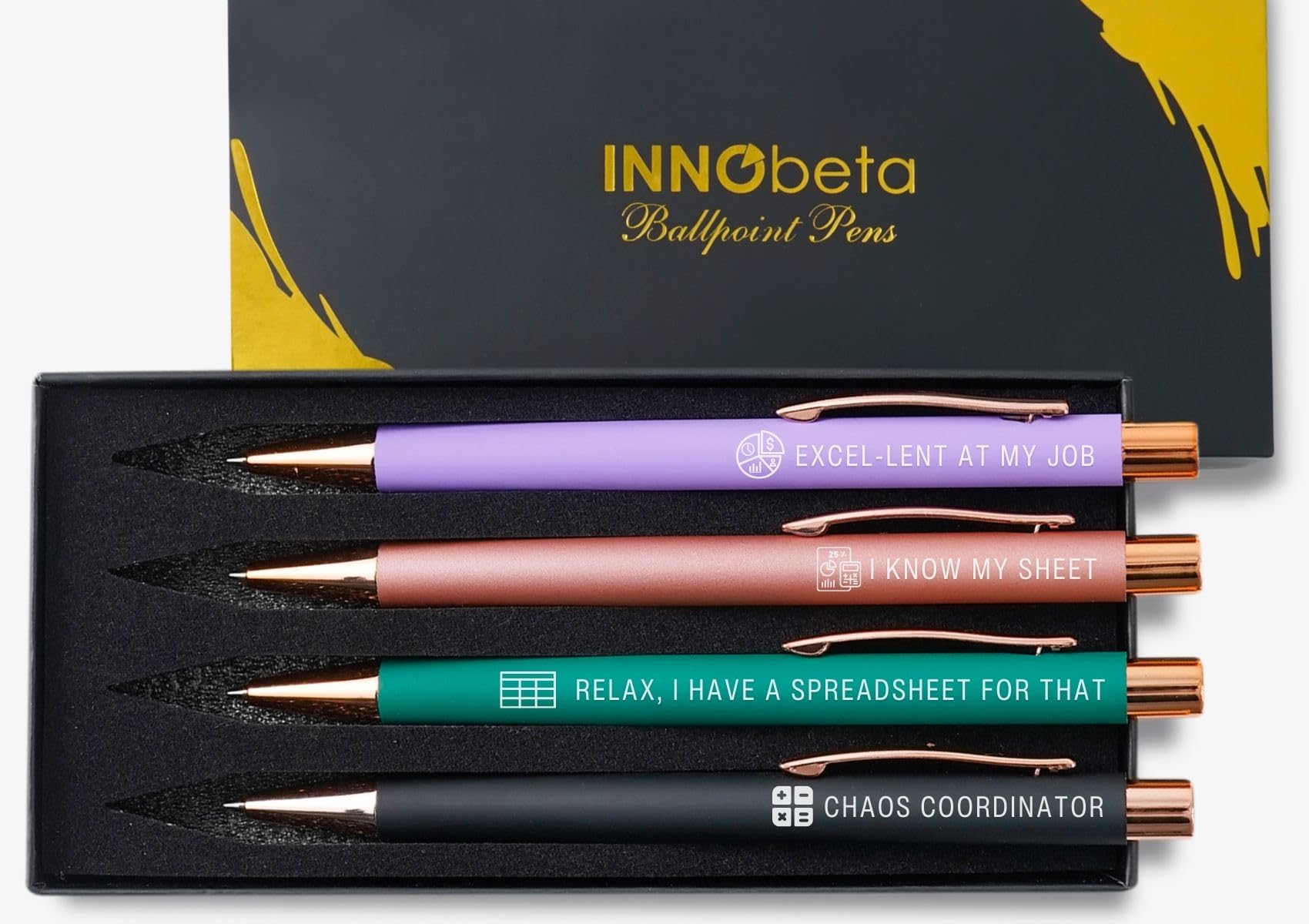 InnoBeta Accountant Gifts for Women Men, Accounting Gifts Ballpoint Pen Set of 4, on Birthday, Christmas