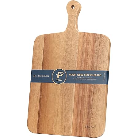 Paten Cutting Board Wood, Acacia Serving Board,Wooden Kitchen Chopping Board for Meat, Cheese, Bread, Vegetables &Fruits- Kitchen Butcher Block, 16.5x10 inch