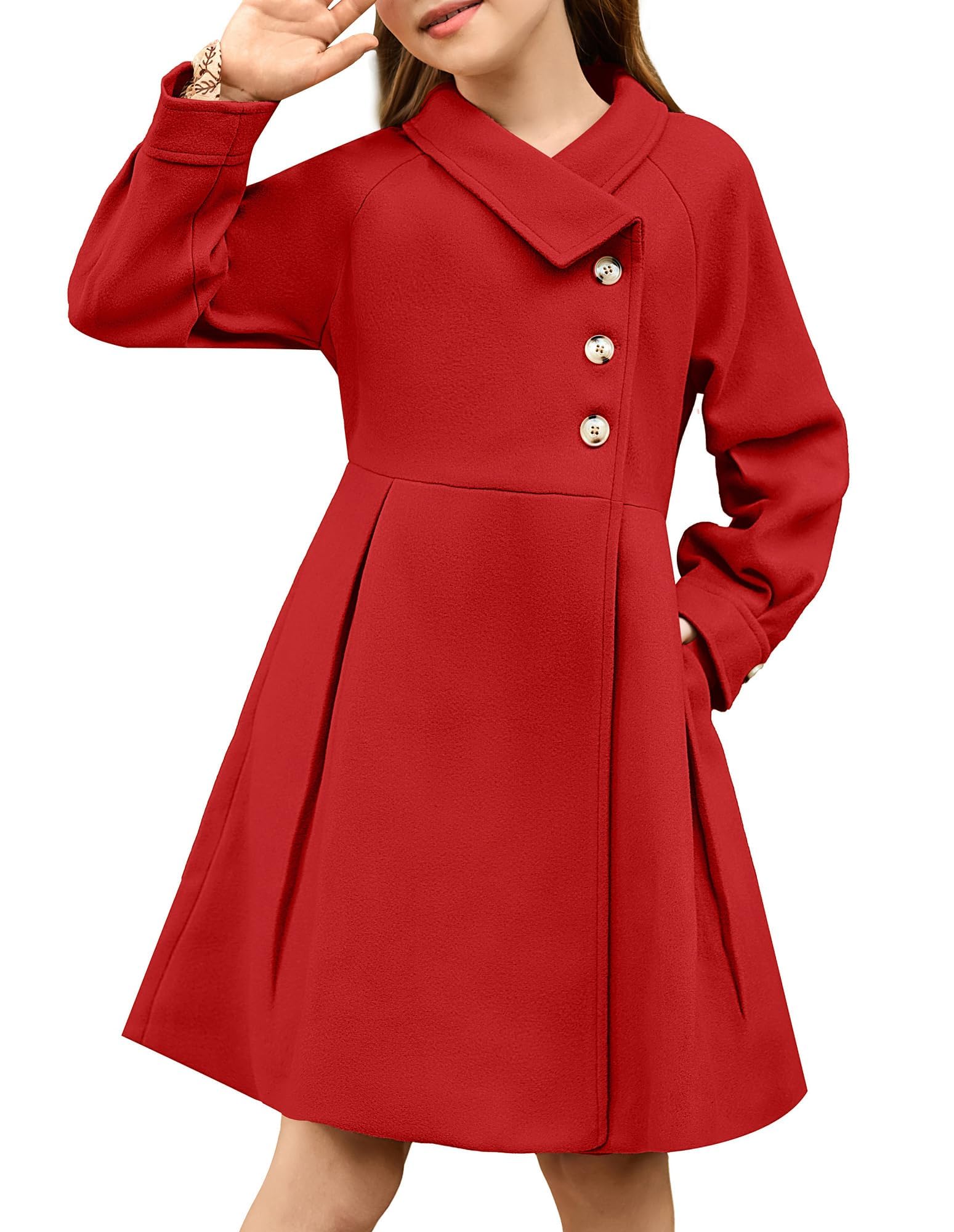 GRACE KARIN Girls Peacoat Dress Coat Wool Lapel Jacket Fall Winter Outfit
