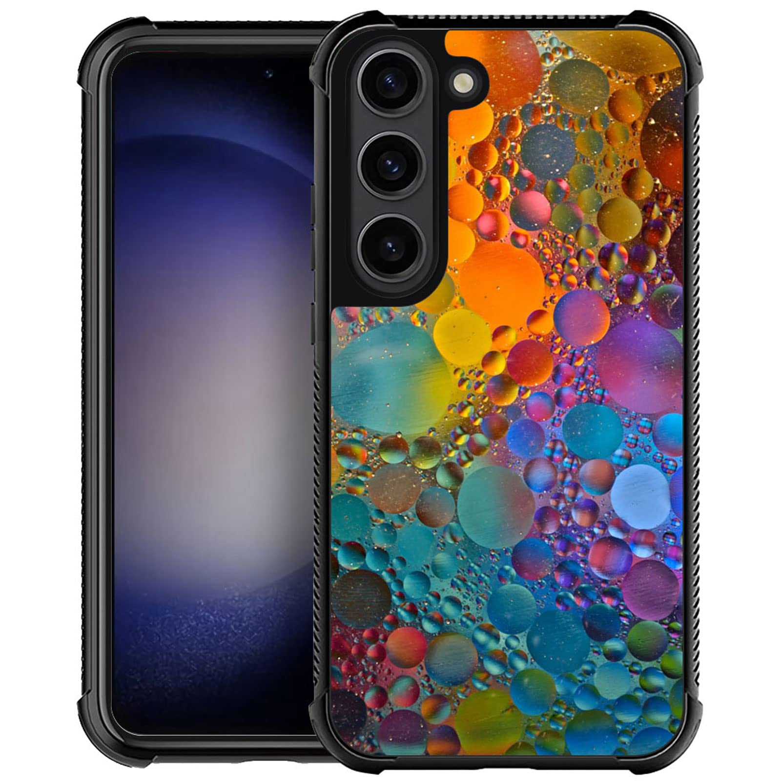 CARLOCA Compatible with Samsung Galaxy S23 Case,Colorful Drops Marble Identity Graphic Design Shockproof Anti-Scratch Hard Acrylic Case for Samsung