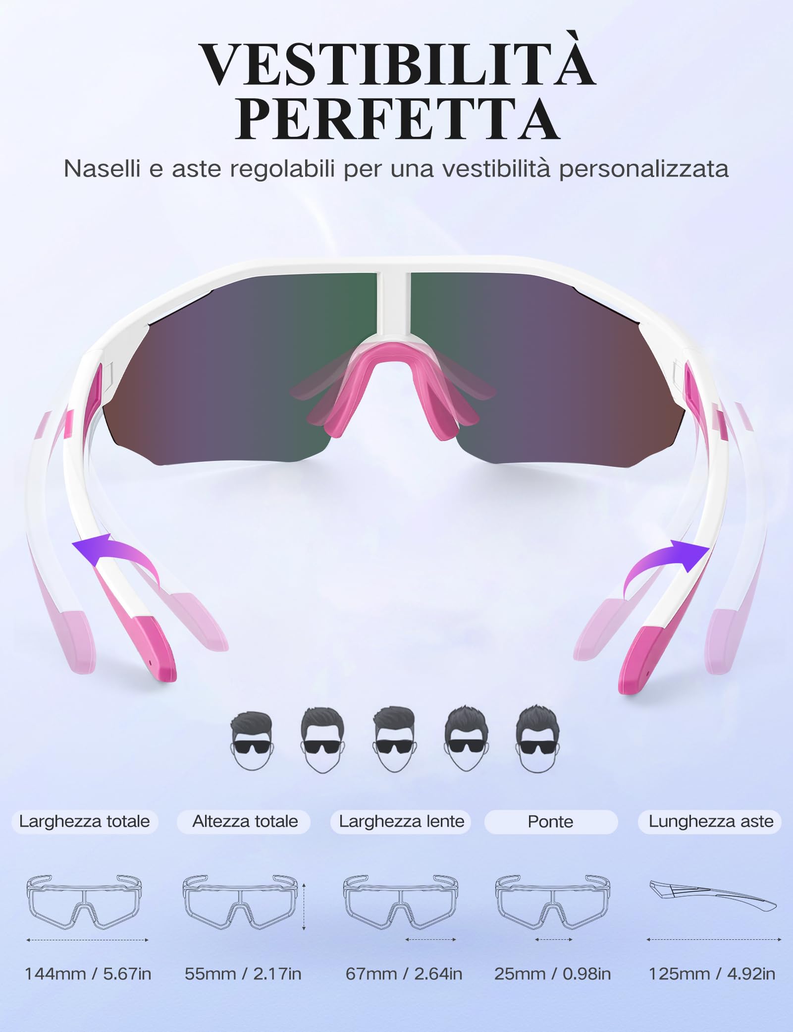 MELLIEX Occhiali da Sole Ciclismo Polarizzati, Ultraleggero Anti-UV400 Nasello Regolabile Occhiali da Sole Sportivi per Uomo e Donna, Adatto per Bici MTB Corsa Pesca Golf