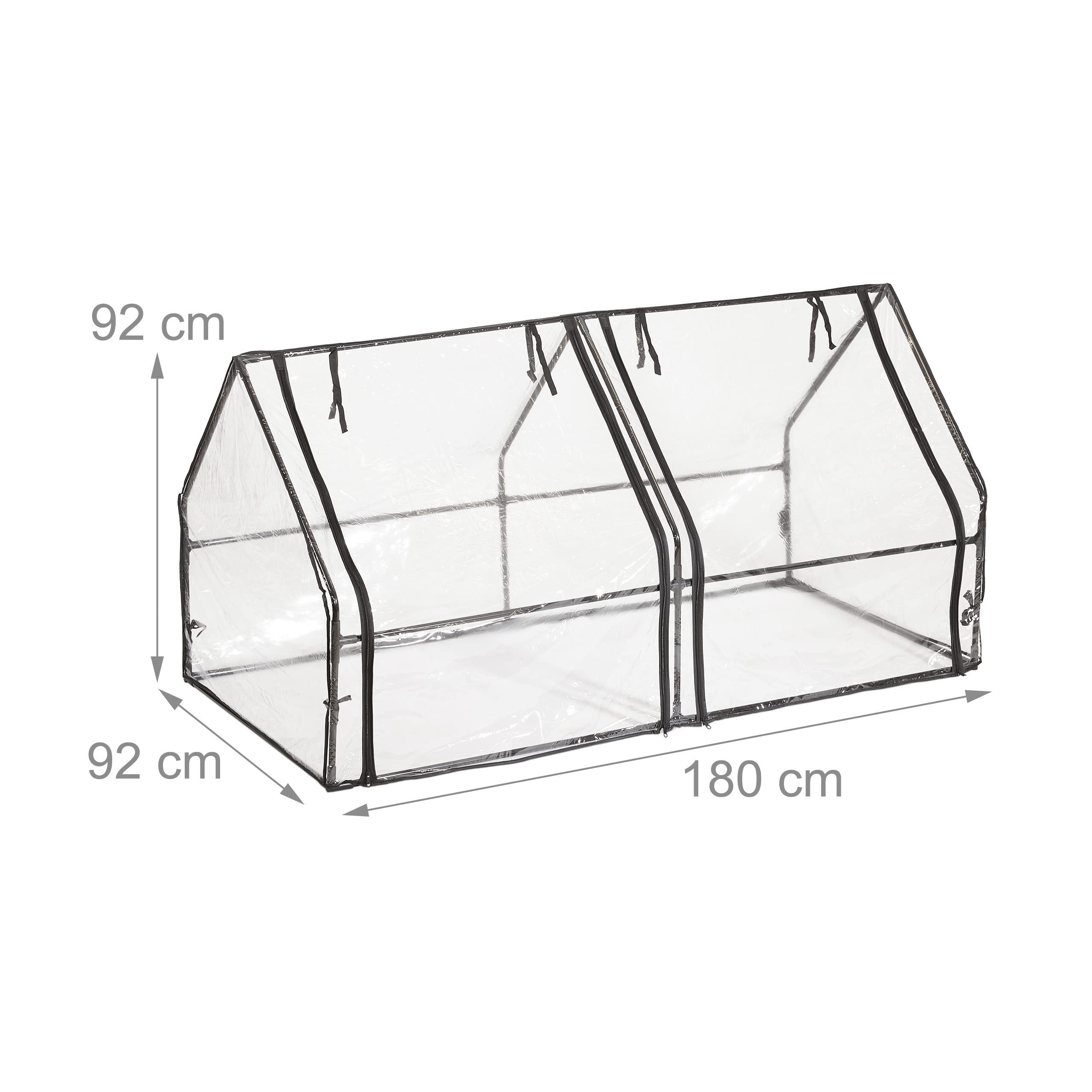 Relaxdays Folienfrühbeet, HxBxT: 92 x 180 x 92 cm, 2 Türen, Frühbeet & Aufzucht, Gewächshaus, PVC Folie, transparent