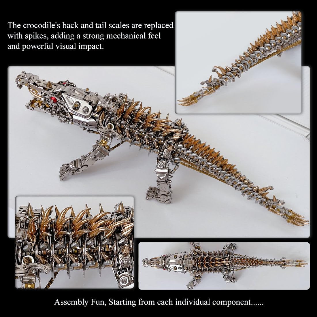 Rompecabezas de metal 3D para adultos, rompecabezas de metal de cocodrilo dormido 3D con herramienta, decoración del hogar y cumpleaños (más de 1500 piezas)