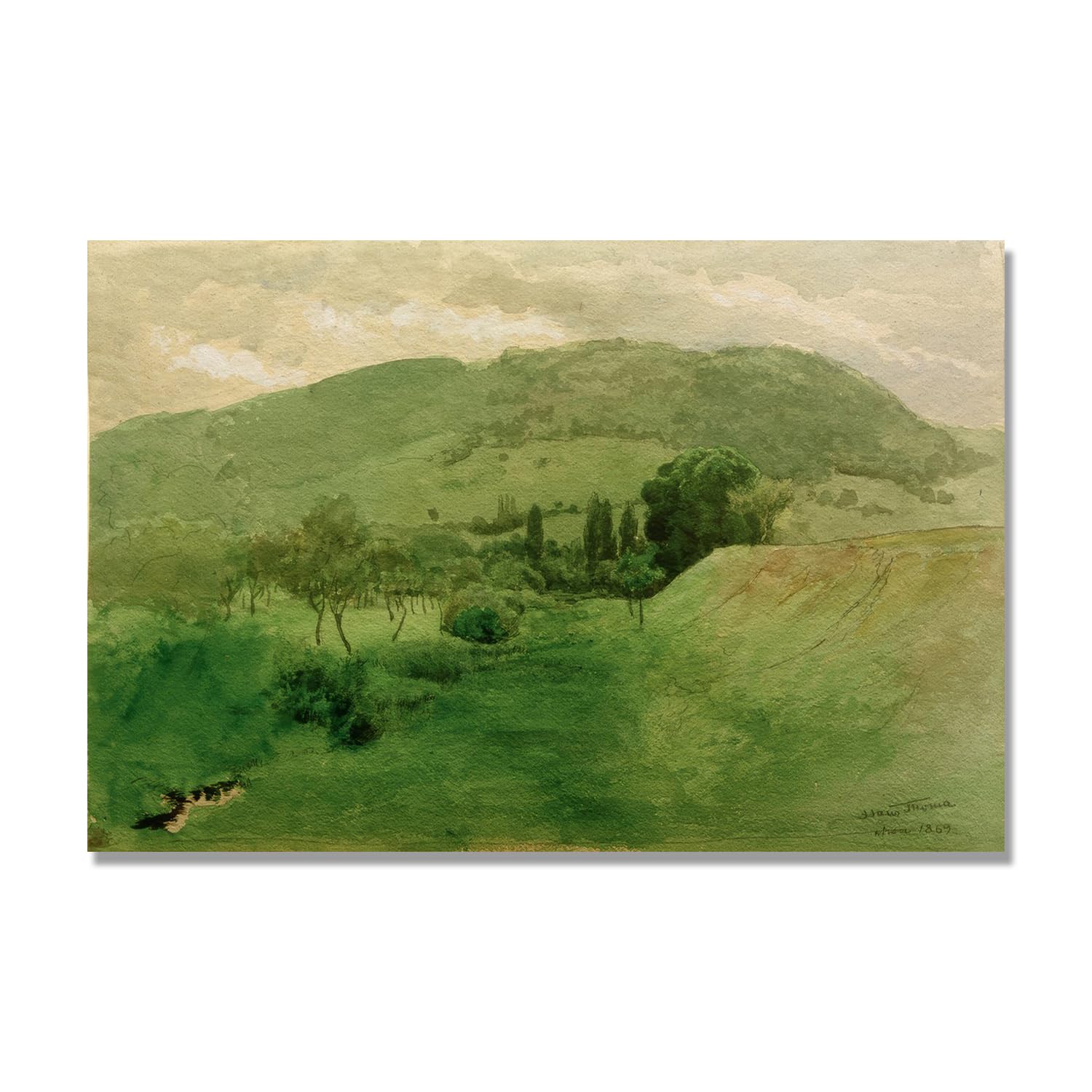 NHLDZYH Hans Thoma Style Canvas Wall Art - (Black Forest Scenery), German Romantic Realism Painting with Symbolic Nature, Rustic Country Home Decor. 70x105cm-27.6x41.4in. Only Canvas