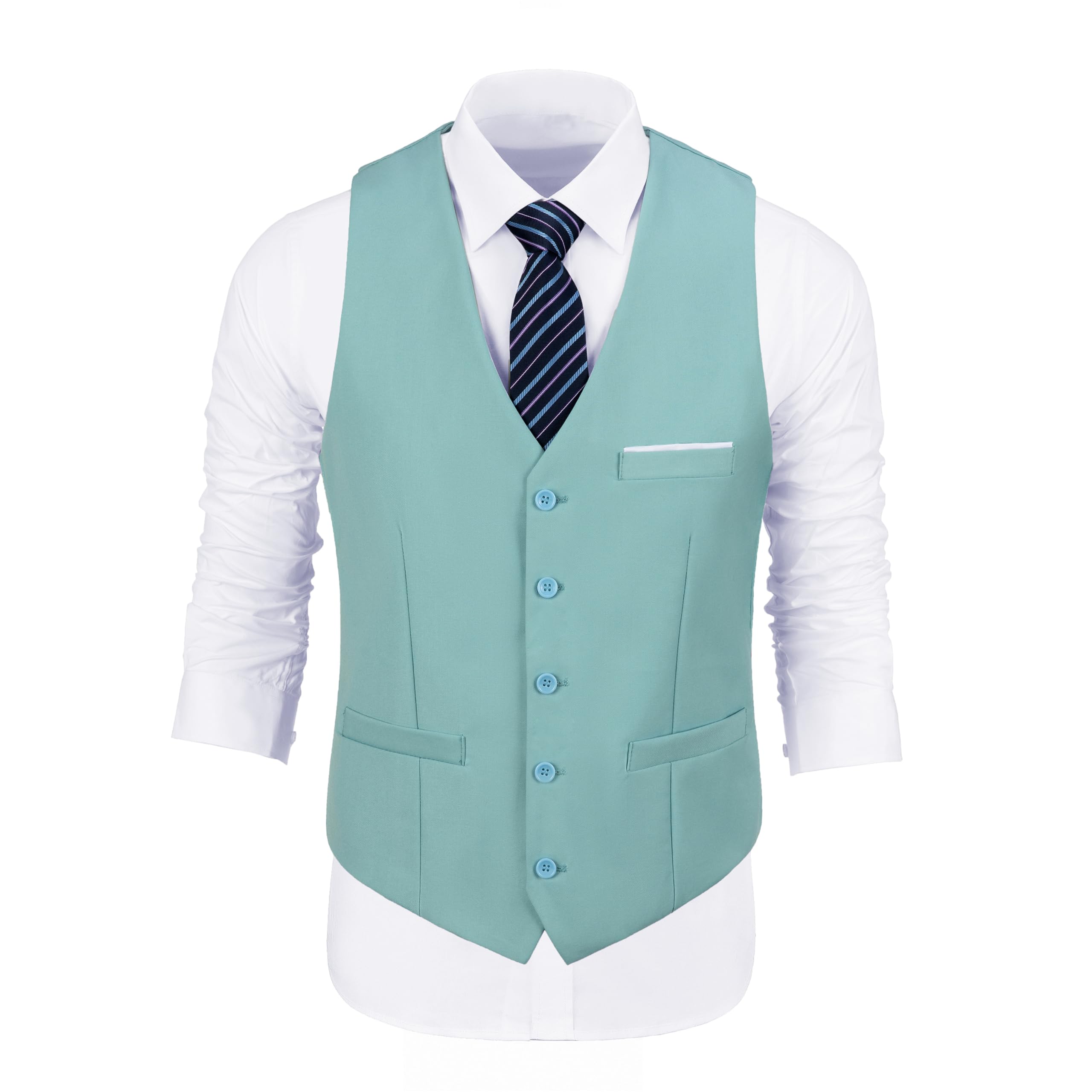 Bakerbear Mens Suit Vests V-Neck Casual Vest Dress for Men Formal Tuxedo Wedding Vests Men's Waistcoat