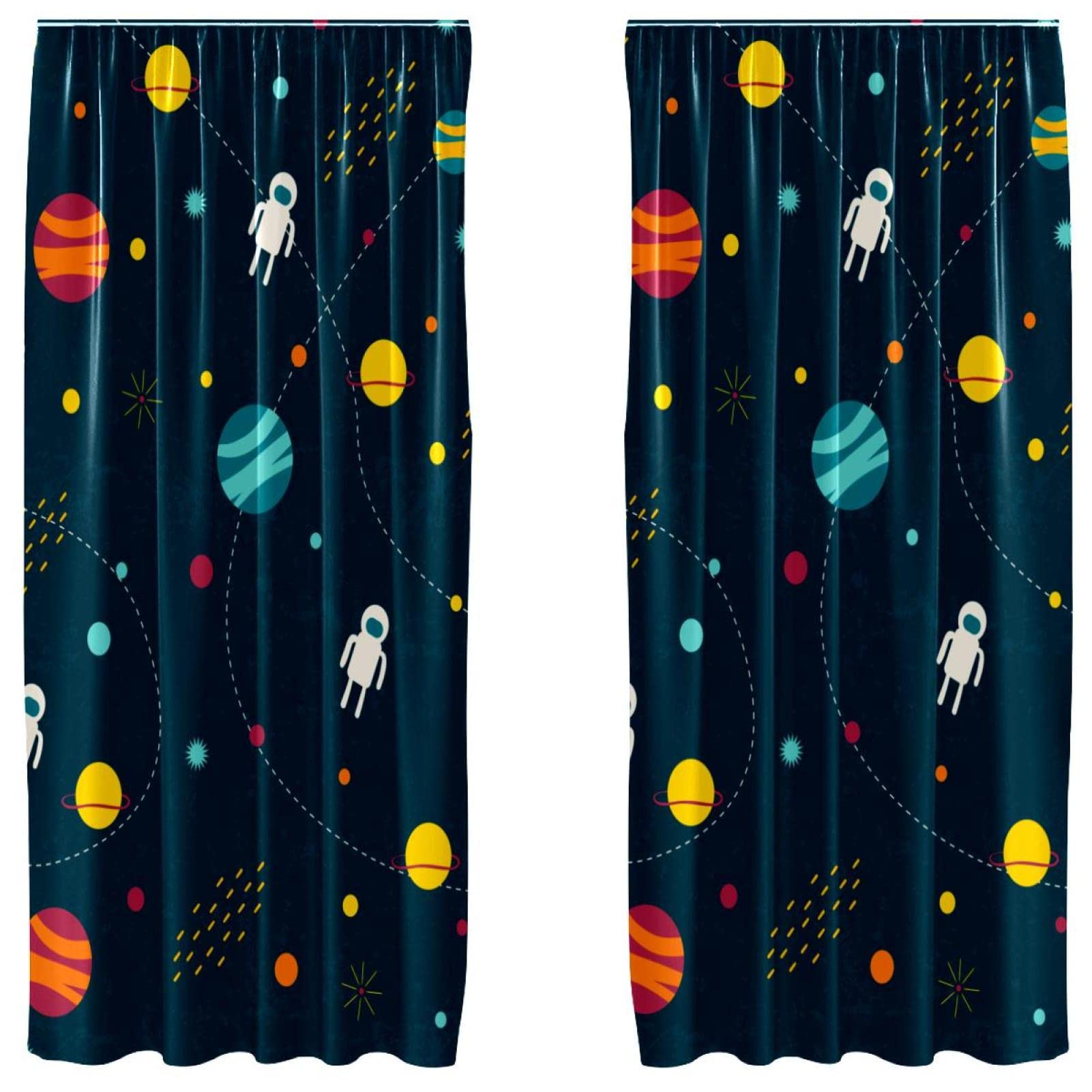 Rideaux planètes Alien Terre haut de gamme en lot de 2 pour grand salon moderne