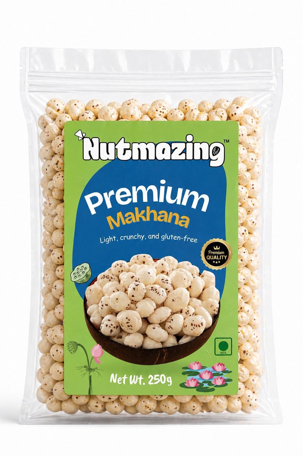 Nutmazing | Premium Makhana 6+ suta Light Crunchy and Gluten-Free Lotus Seeds, Veg Snack, 250g-image-12