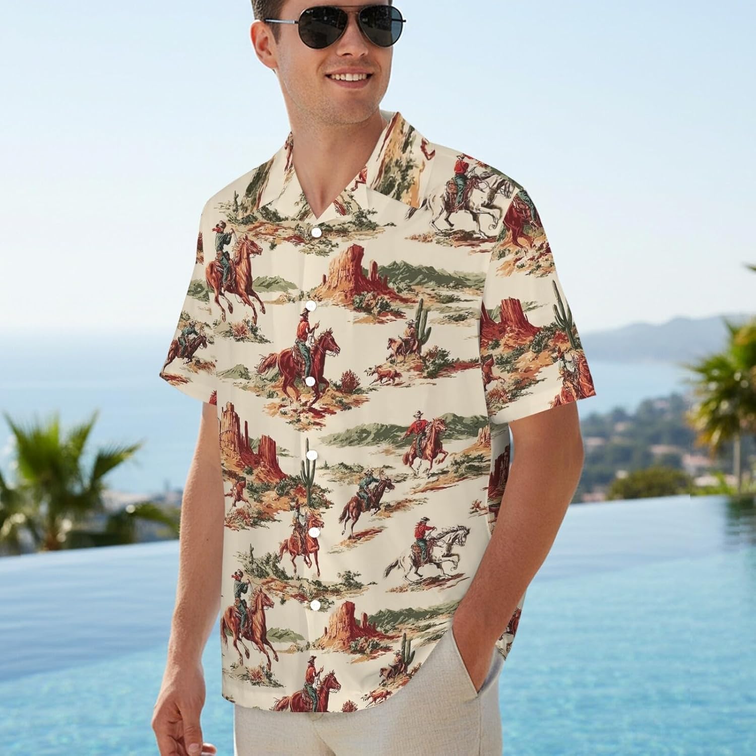 80s 90s Hawaiian Shirts for Men Vintage Button Down Short Sleeve Shirt, 80s Outfit Party Disco Beach Shirts - Image 3