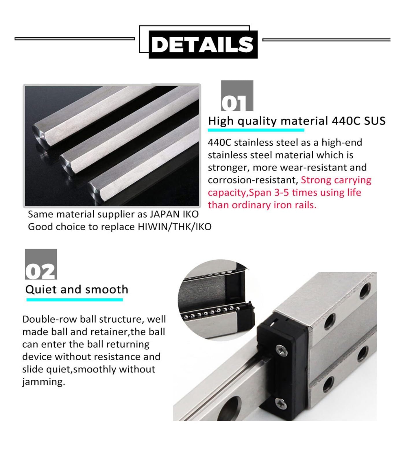 Carril Lineal, Guía Lineal MGN12 De Acero Inoxidable 440C, Enrutador Riel En Miniatura MGN12C, 1 + Carro CNC, Pieza Impresora 3D(600mm)