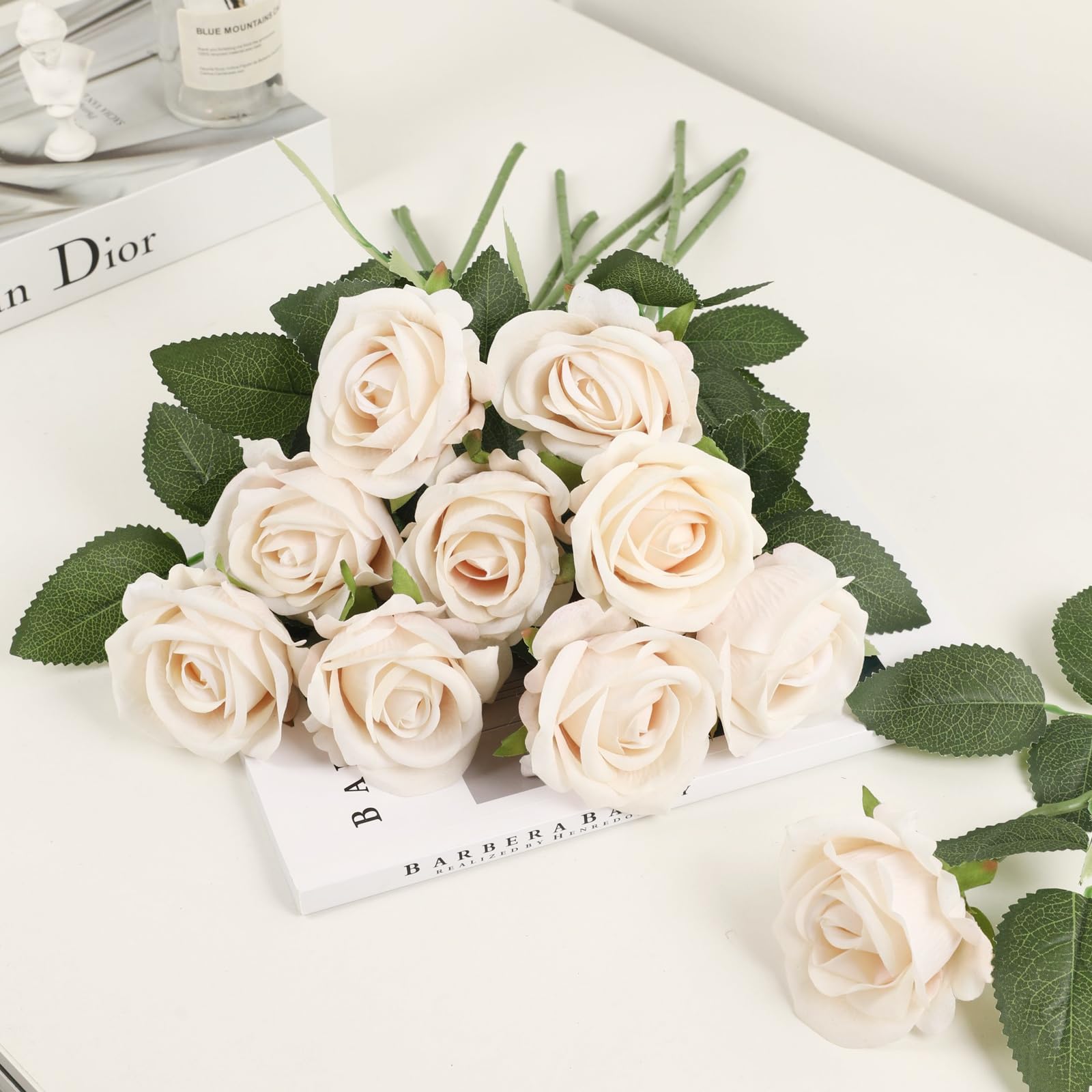 20 Rose Artificiali Con Stelo Lungo 51 Cm, Fiori Di Seta Realistici, Bouquet Rosa Caldo E Rosa, Per Matrimoni E Casa - 4