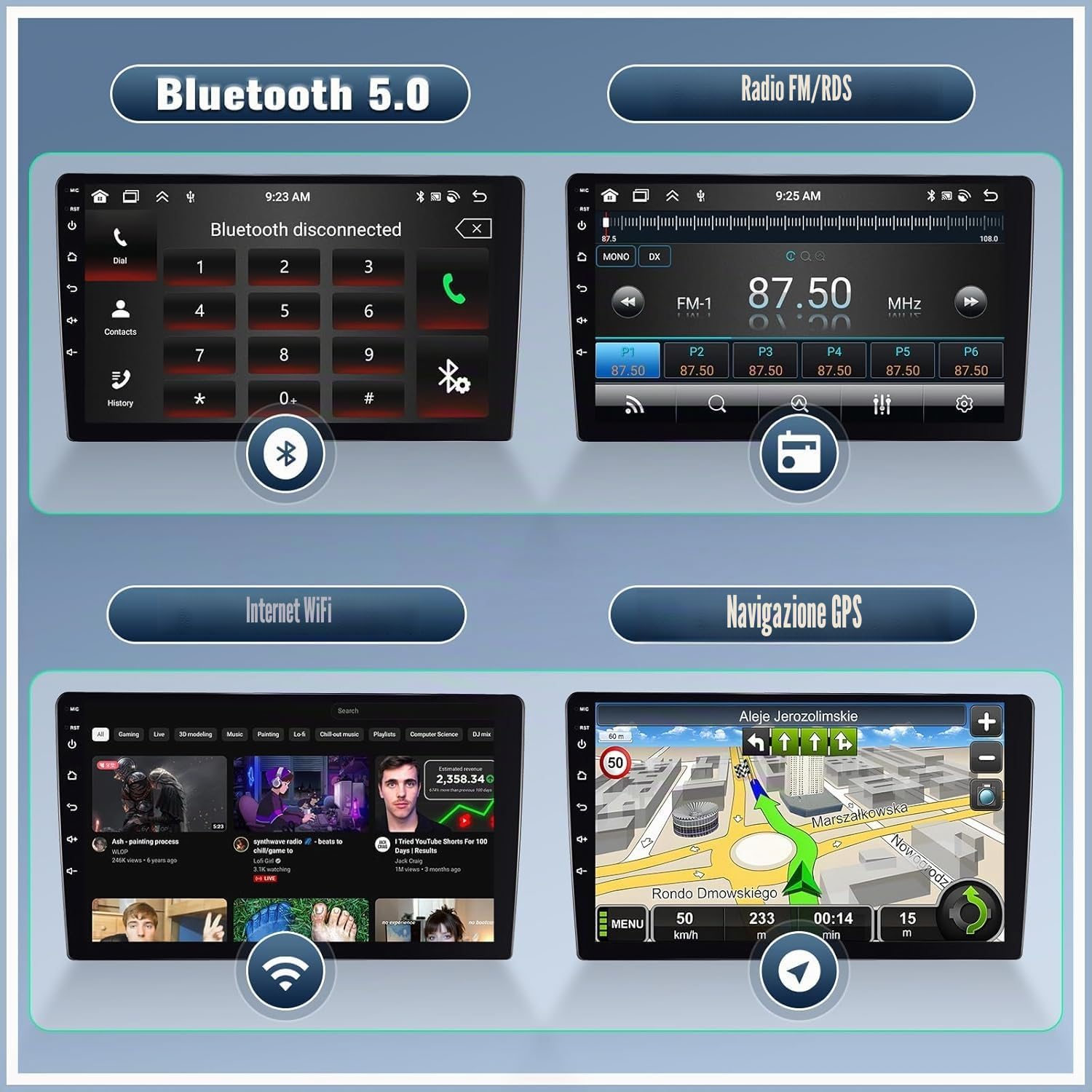 SIXWIN 8 Core 4+64G Android 15 Autoradio con CarPlay/Android Auto/DSP per BMW X1 E84(2009-2015), 9" HD Navigatore GPS WiFi Bluetooth 5.0 USB FM RDS Radio Mirror Link +32 band EQ