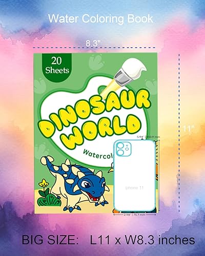 Miniatura 4 de Gibaniza Libro para colorear de pintura con agua - Libros para colorear de dibujos animados con pincel para edades de 4 a 8 años - Artes y
