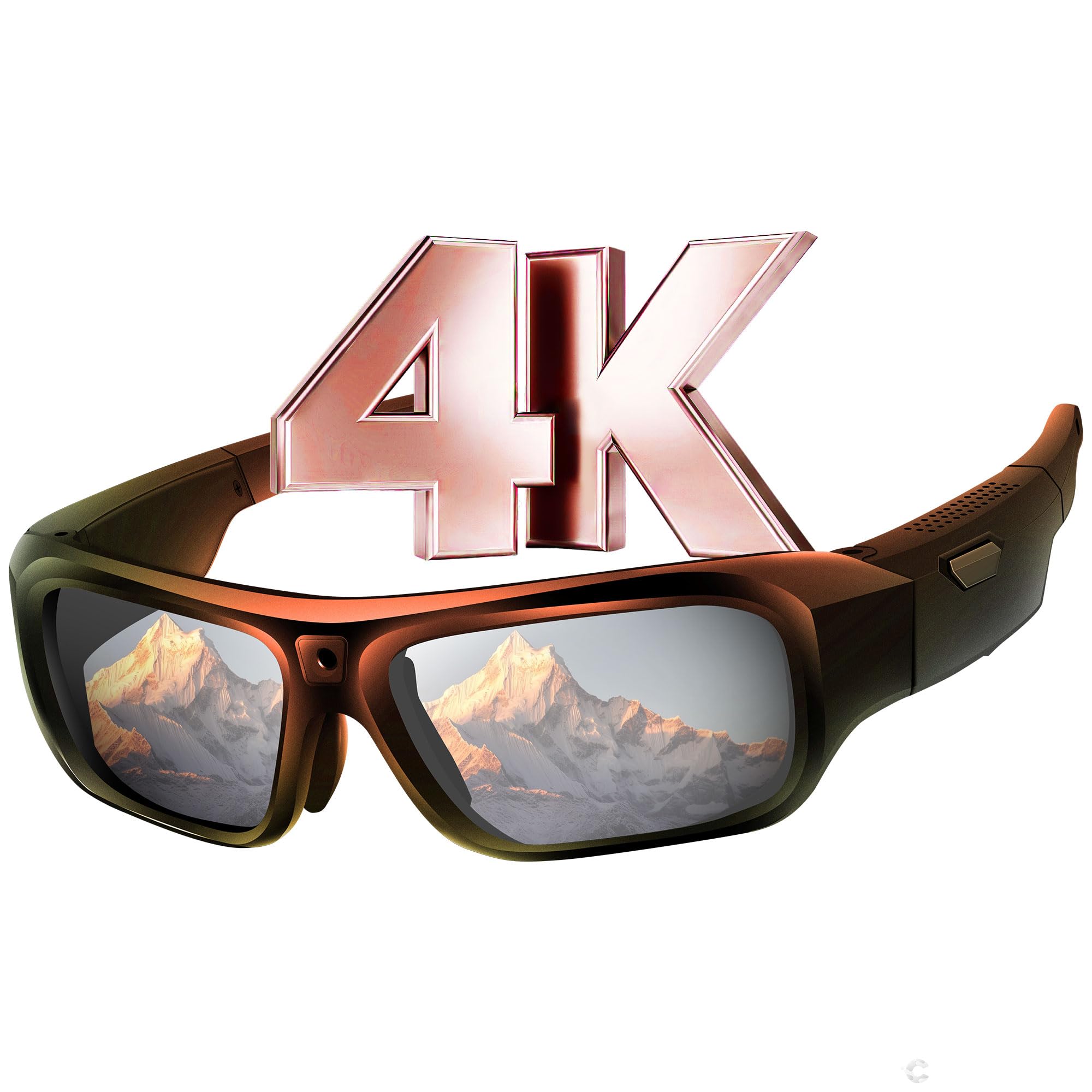 Lunettes avec Caméra 4K, Innovantes High-Tech Lunettes Camera de Sport pour l'extérieur, Lunettes de Soleil Vidéo avec Protection UV400, Support Photo/Vidéo, Opération à une Touche