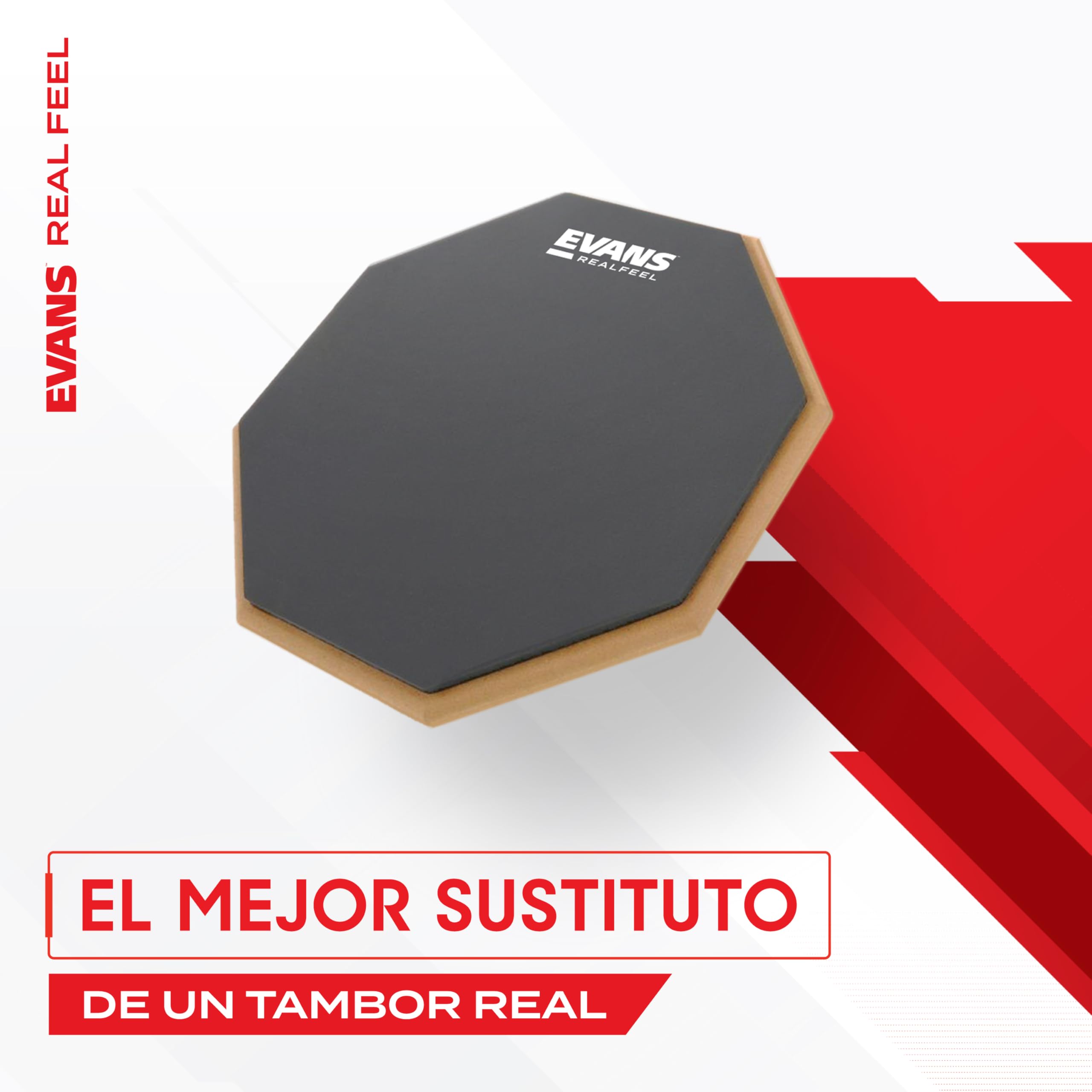 Evans RealFeel Drum Pad - Parche de Práctica para Batería - Goma de mascar, una cara, 12 pulgadas