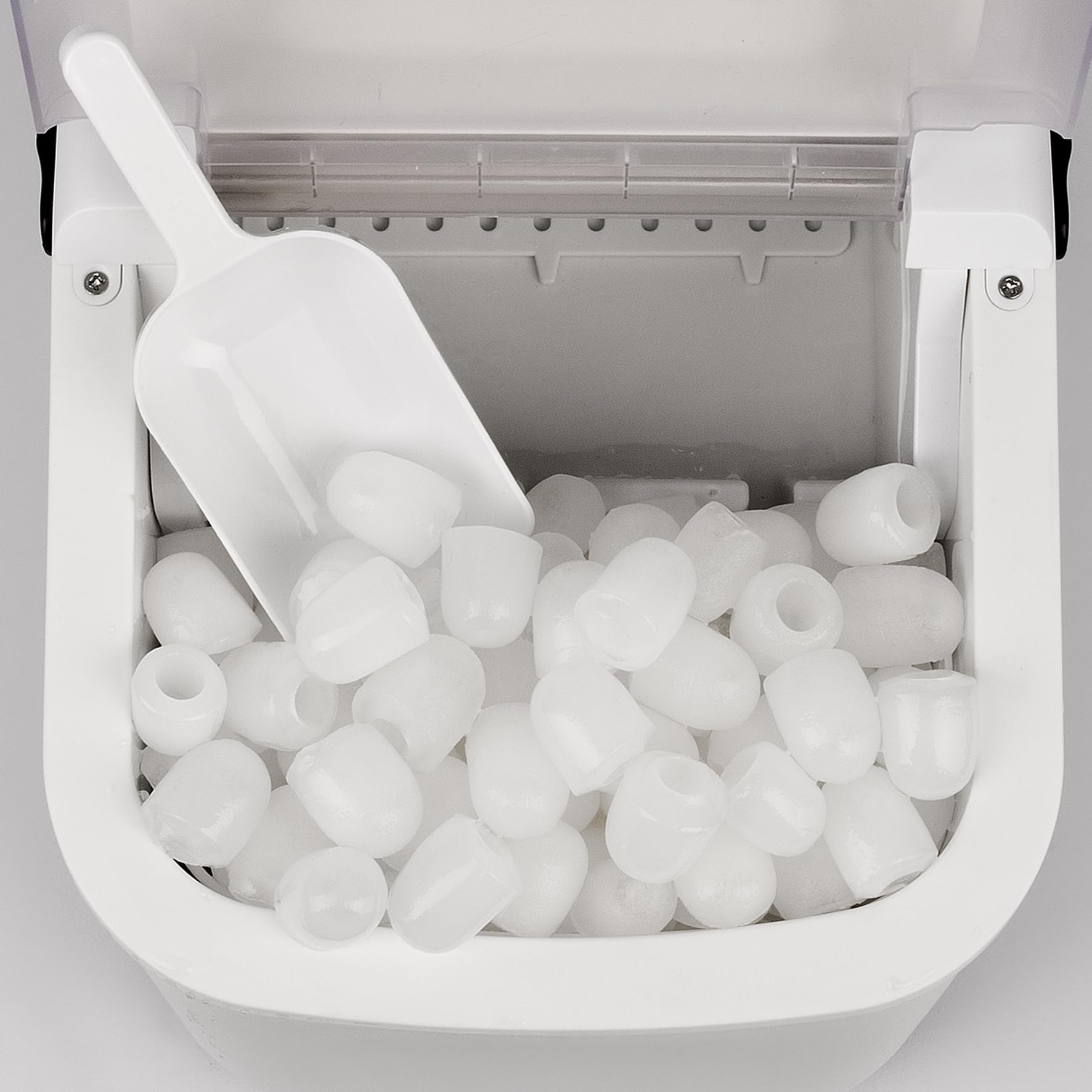 Girmi GH74 Fabbricatore di Ghiaccio,1100 cubetti x 24h, Spegnimento automatico, Accessori inclusi, Bianco