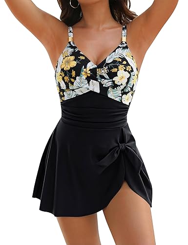 Womens One Piece Swimsuit Tummy Control Bathing Suit Gold Metal