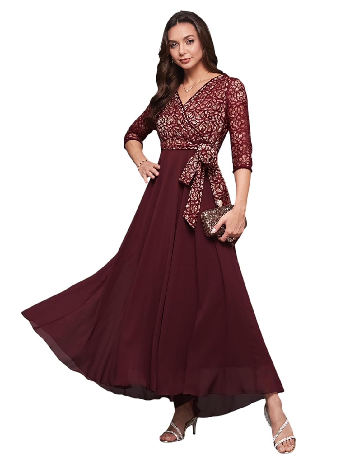 Miss Chase Women's Relaxed Fit V-Neck 3/4Th Sleeve Maxi Dress - Review, Price and Buying Guide