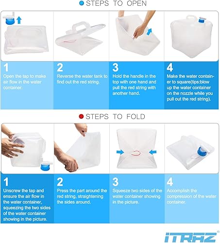 Miniatura 7 de ITRAZ Contenedor de agua plegable para almacenamiento de agua jarra sin BPA con espita cantimplora de agua portátil para campamento RV al aire libre