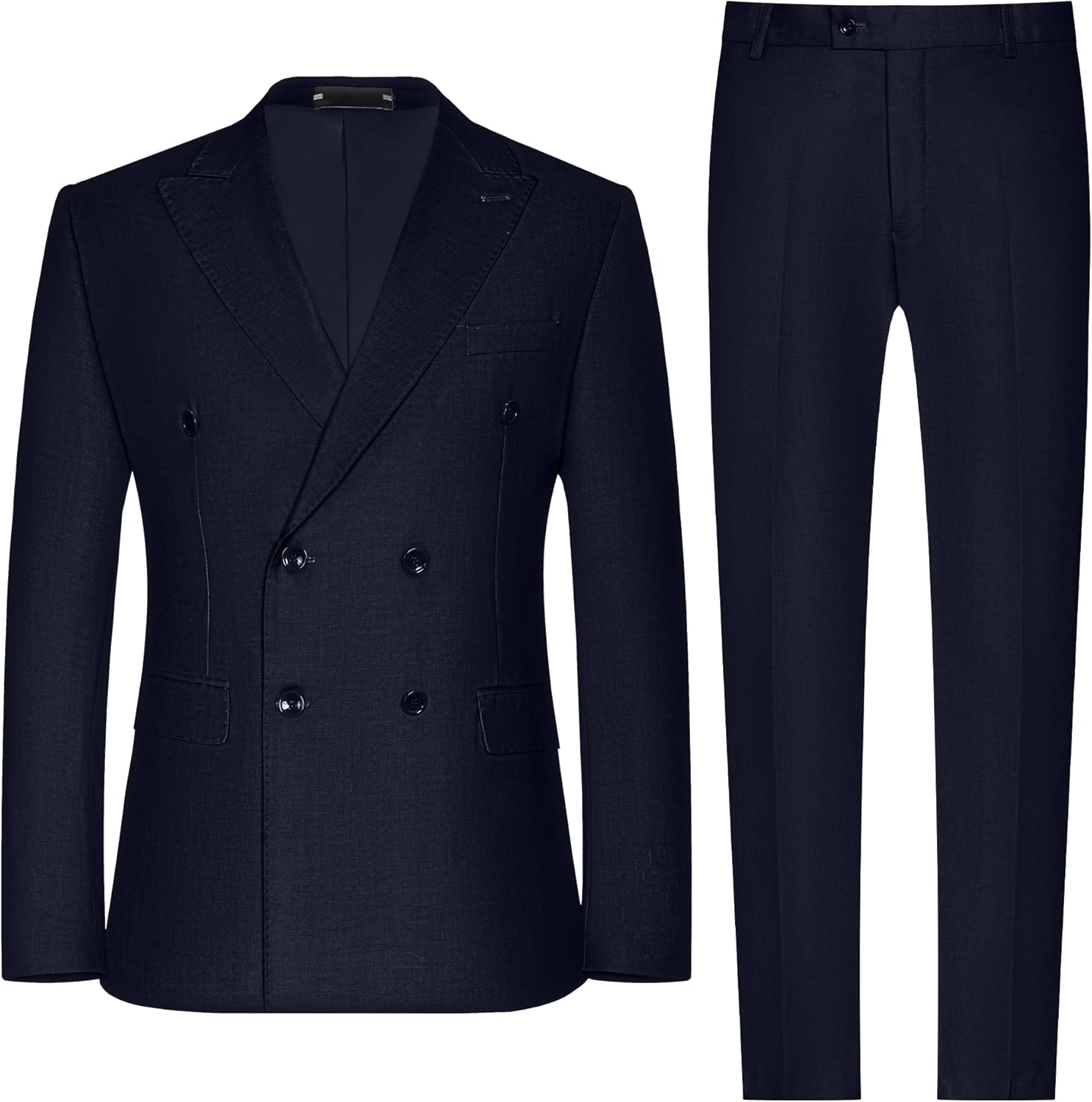 Mens Double Breasted Suit Slim Fit Solid Suit Jacket and Dress Pants 2 Piece Set Prom Wedding Suits for Men - Image 2