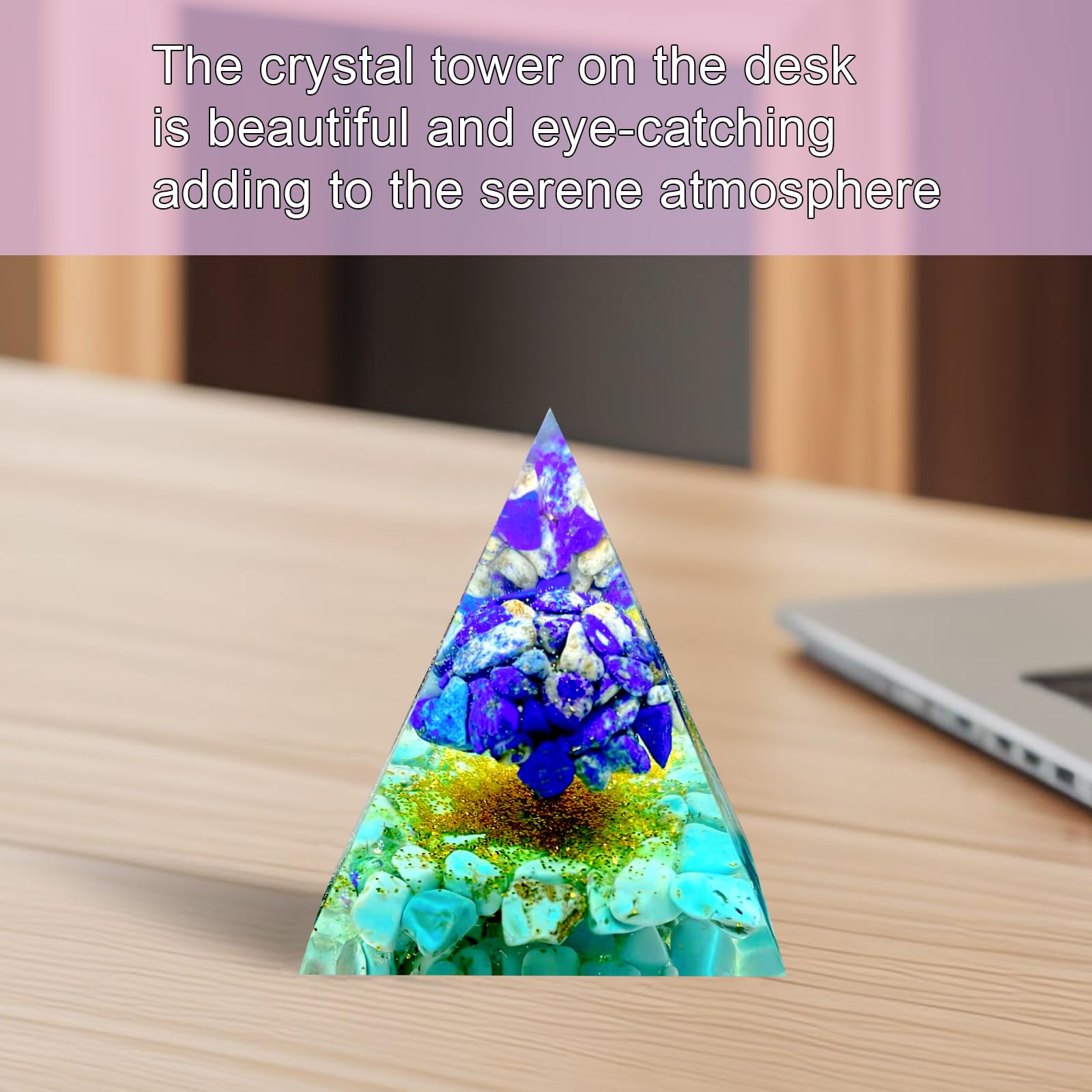 Bijoux de cristal Arbre de vie Pyramide d'Ogoni,Pyramide cristals Guérison Ogonite Turquoise Lapis-lazuli,Utilisé pour réduire le stress équilibrer les chakras Méditer pour attirer la chance